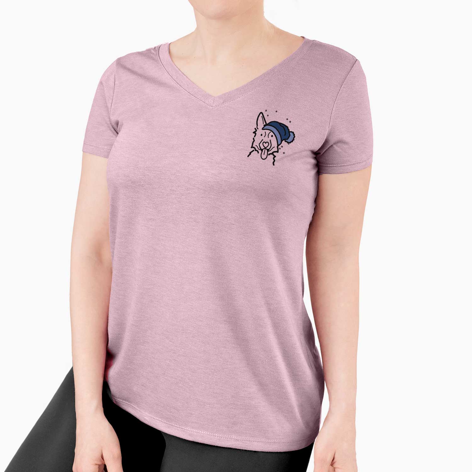 Frosty German Shepherd - Women's V-neck Shirt