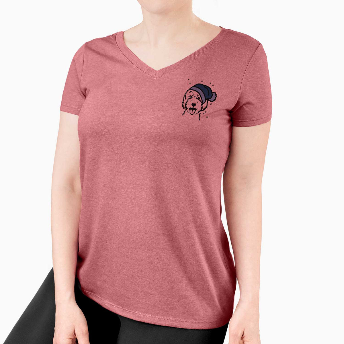 Frosty Goldendoodle 2 - Women's V-neck Shirt