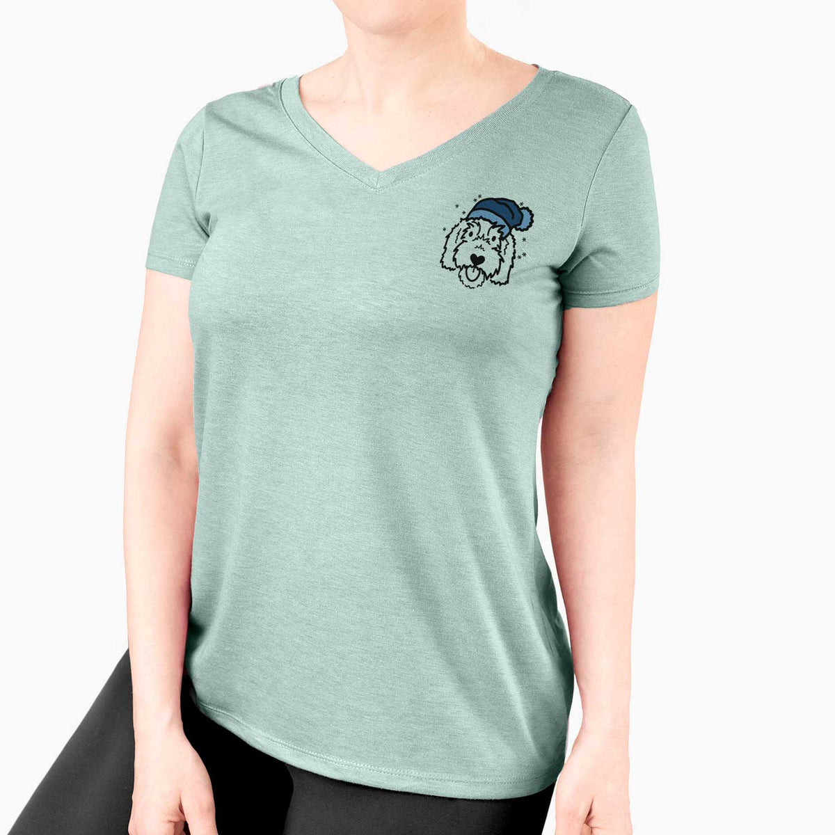 Frosty Goldendoodle - Gus - Women's V-neck Shirt