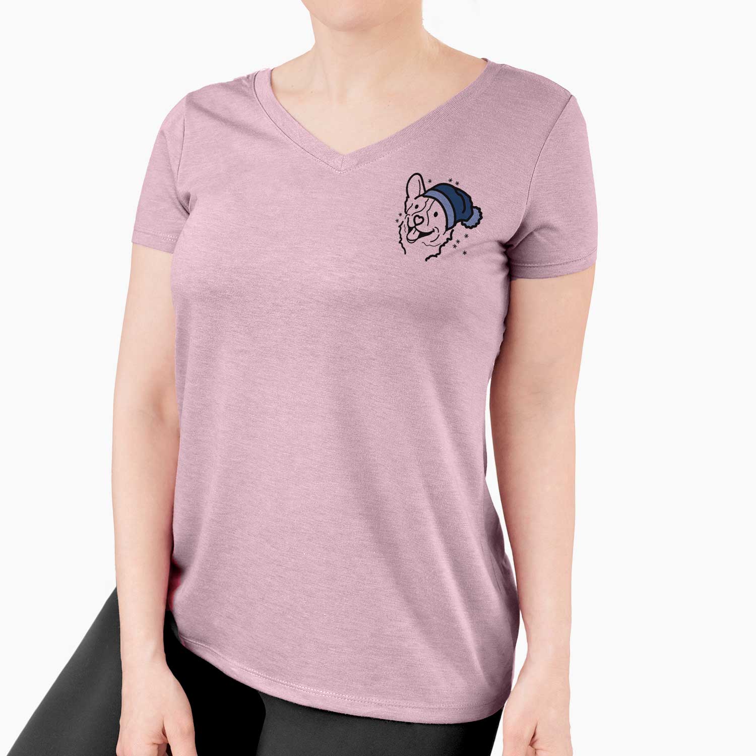 Frosty Corgi - Lily - Women's V-neck Shirt