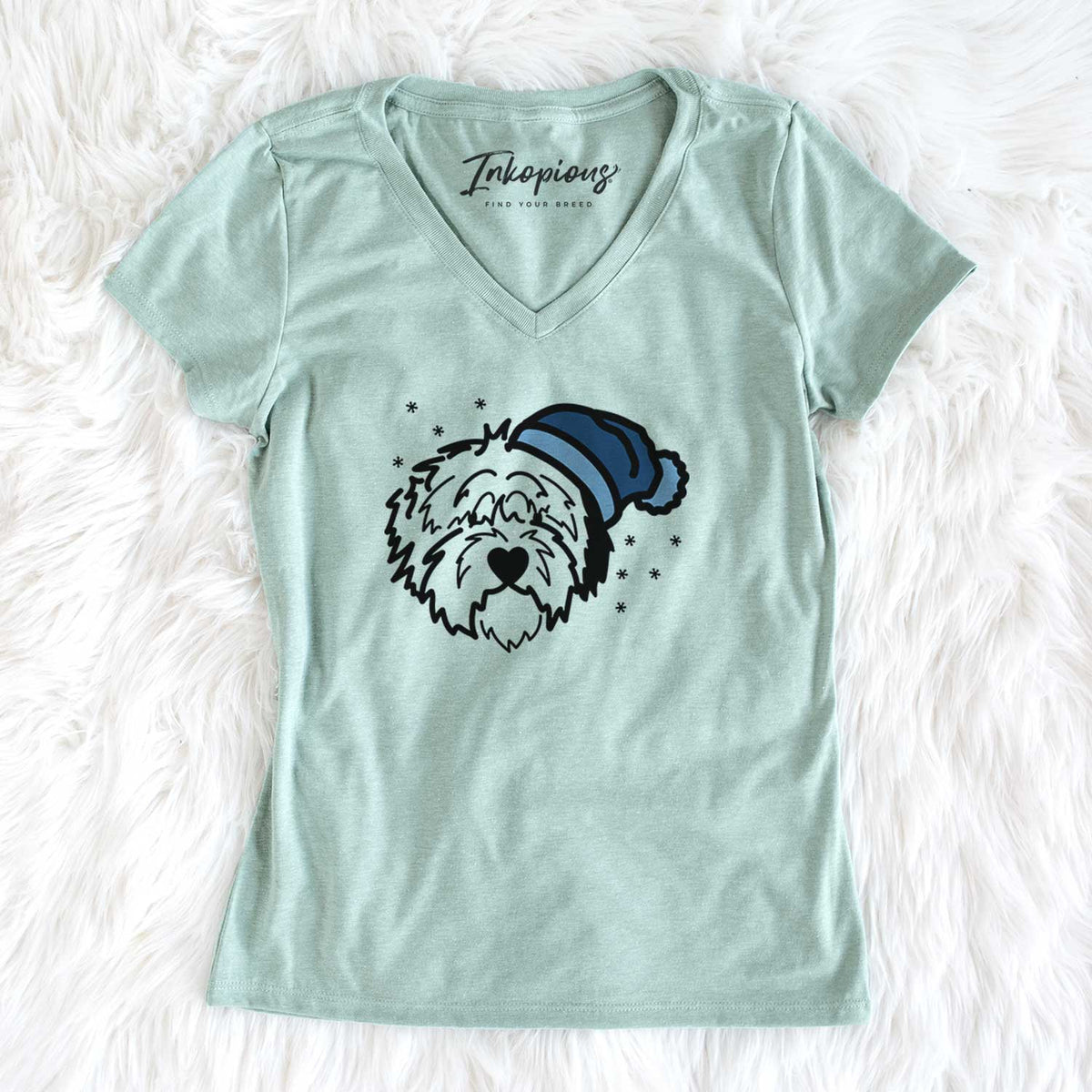 Frosty Old English Sheepdog - Penny - Women's V-neck Shirt