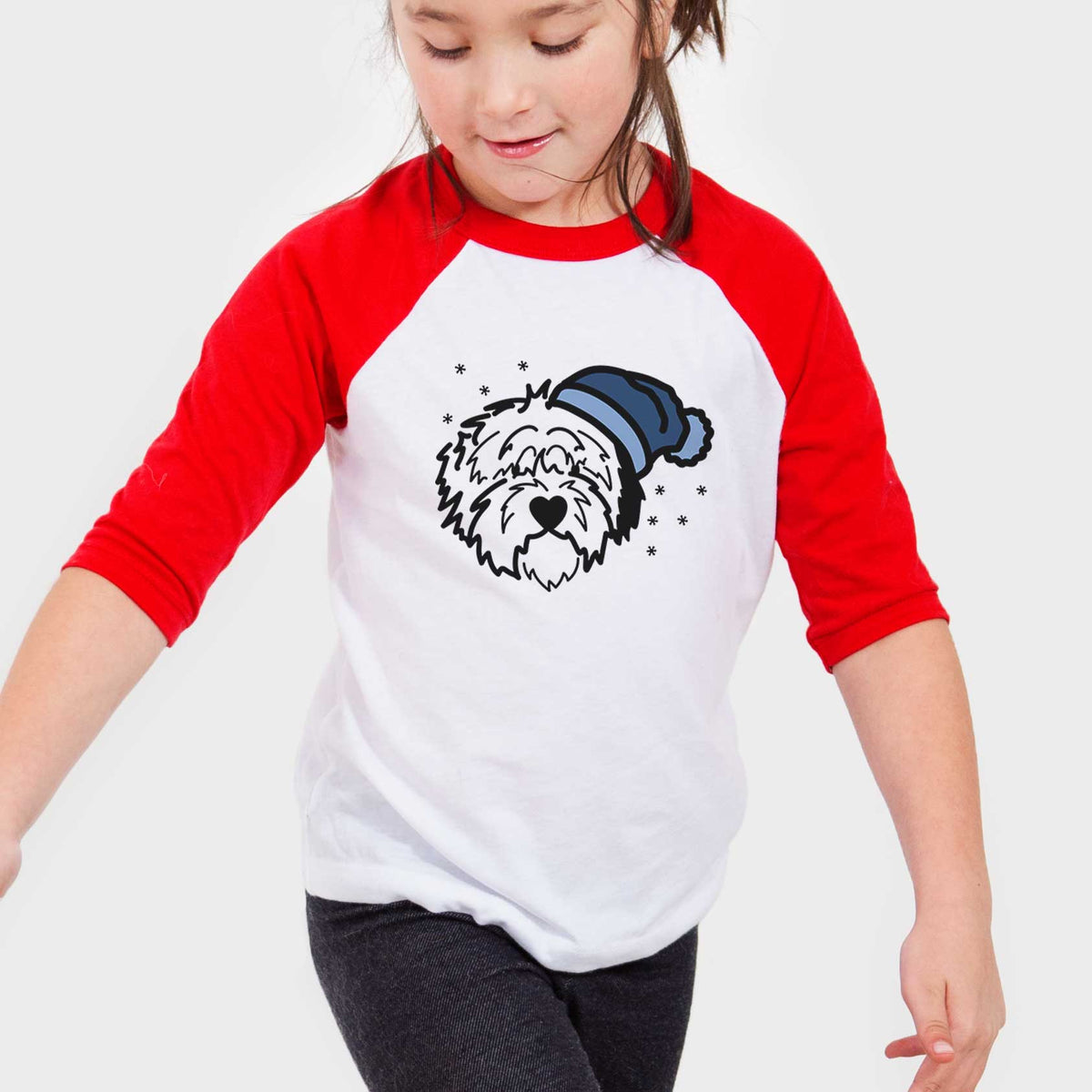 Frosty Old English Sheepdog - Penny - Youth 3/4 Long Sleeve