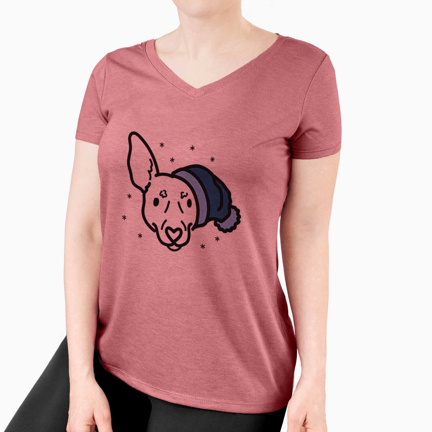 Frosty Rat Terrier - Penny - Women's V-neck Shirt