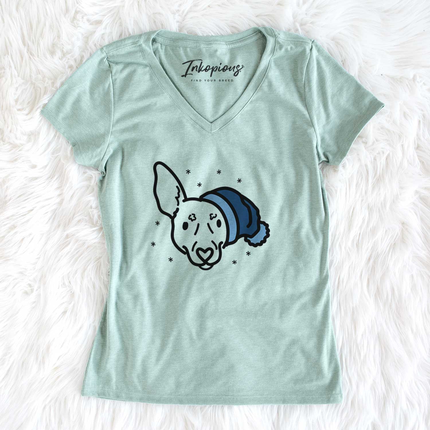 Frosty Rat Terrier - Penny - Women's V-neck Shirt