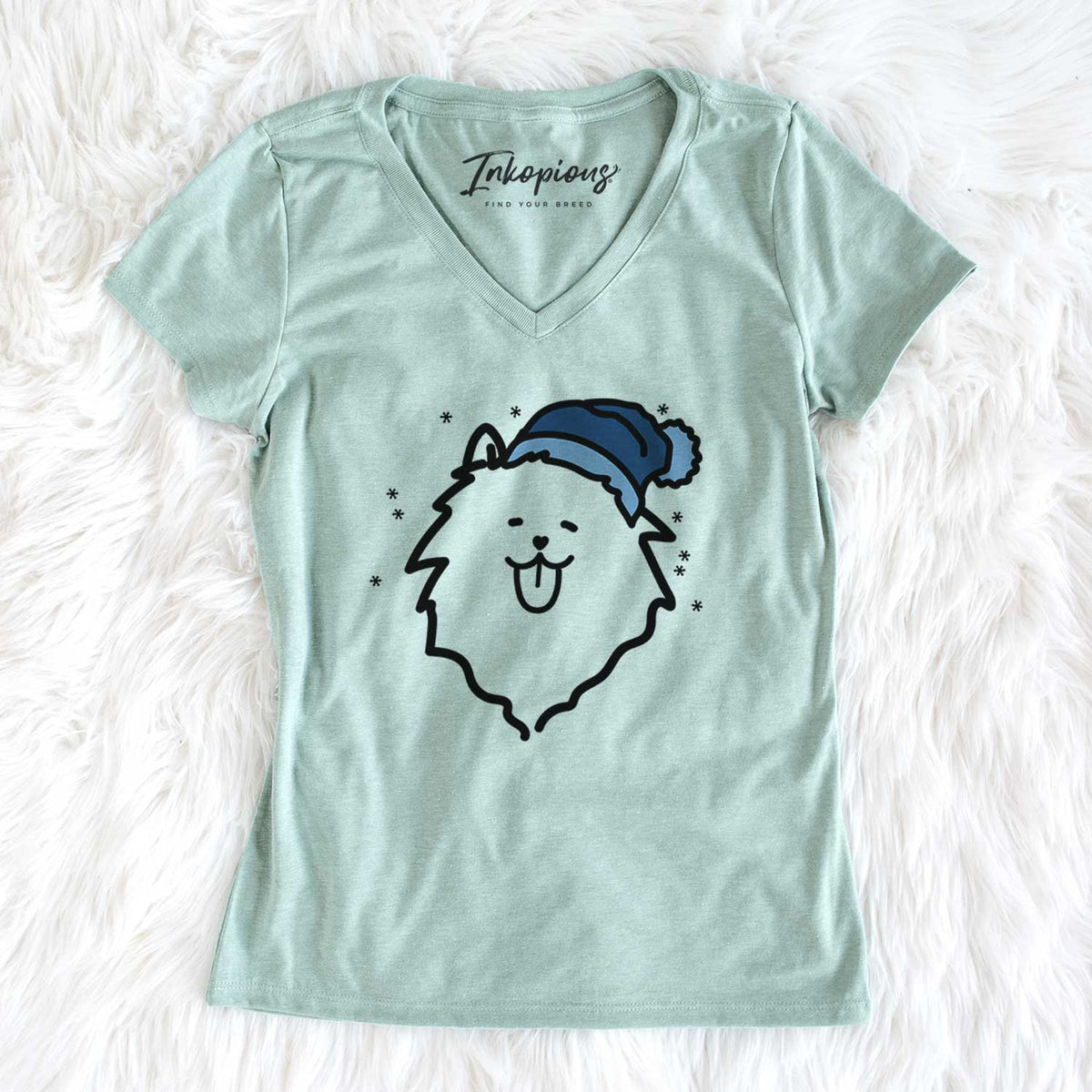 Frosty Pomeranian - Women&#39;s V-neck Shirt