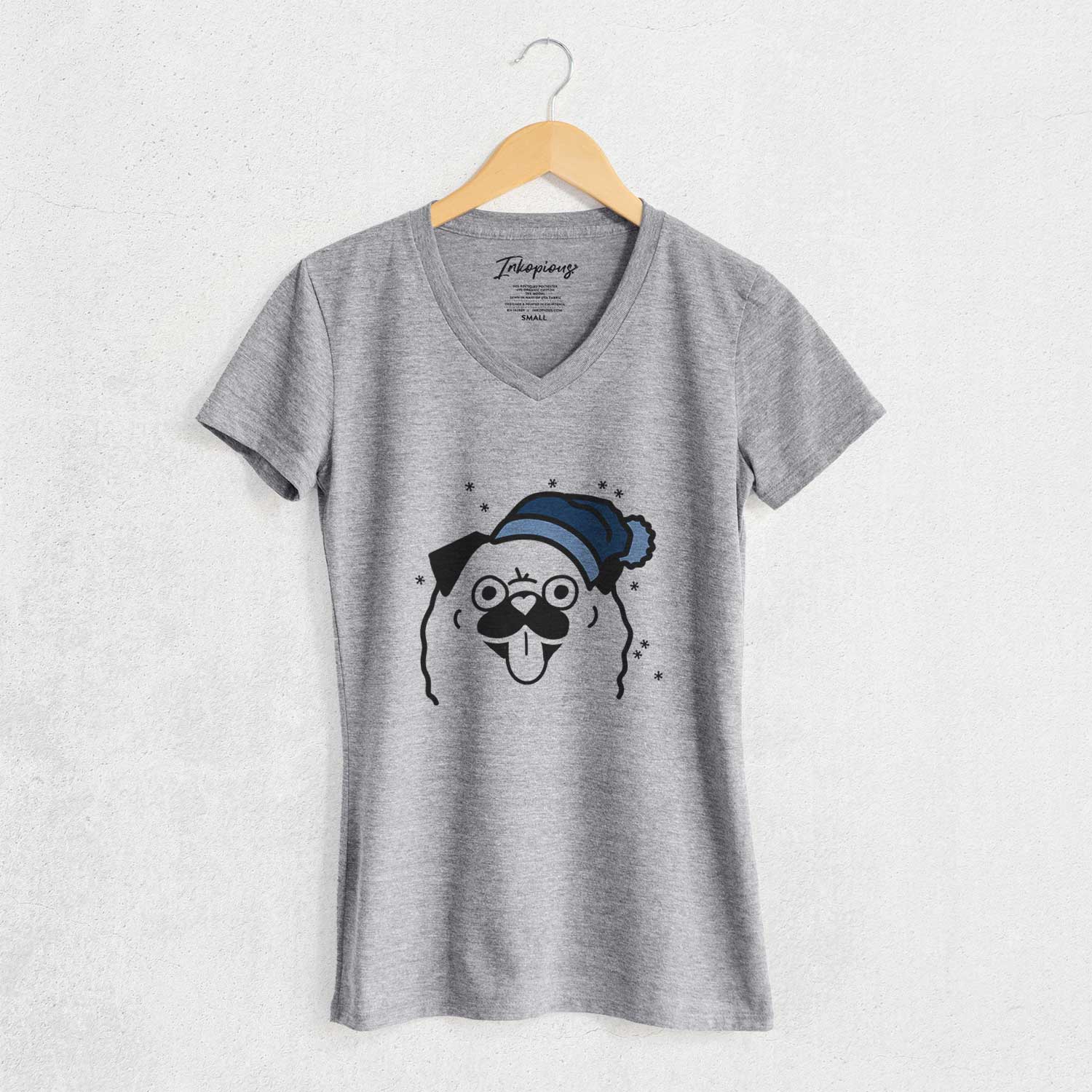 Frosty Pug - Women's V-neck Shirt