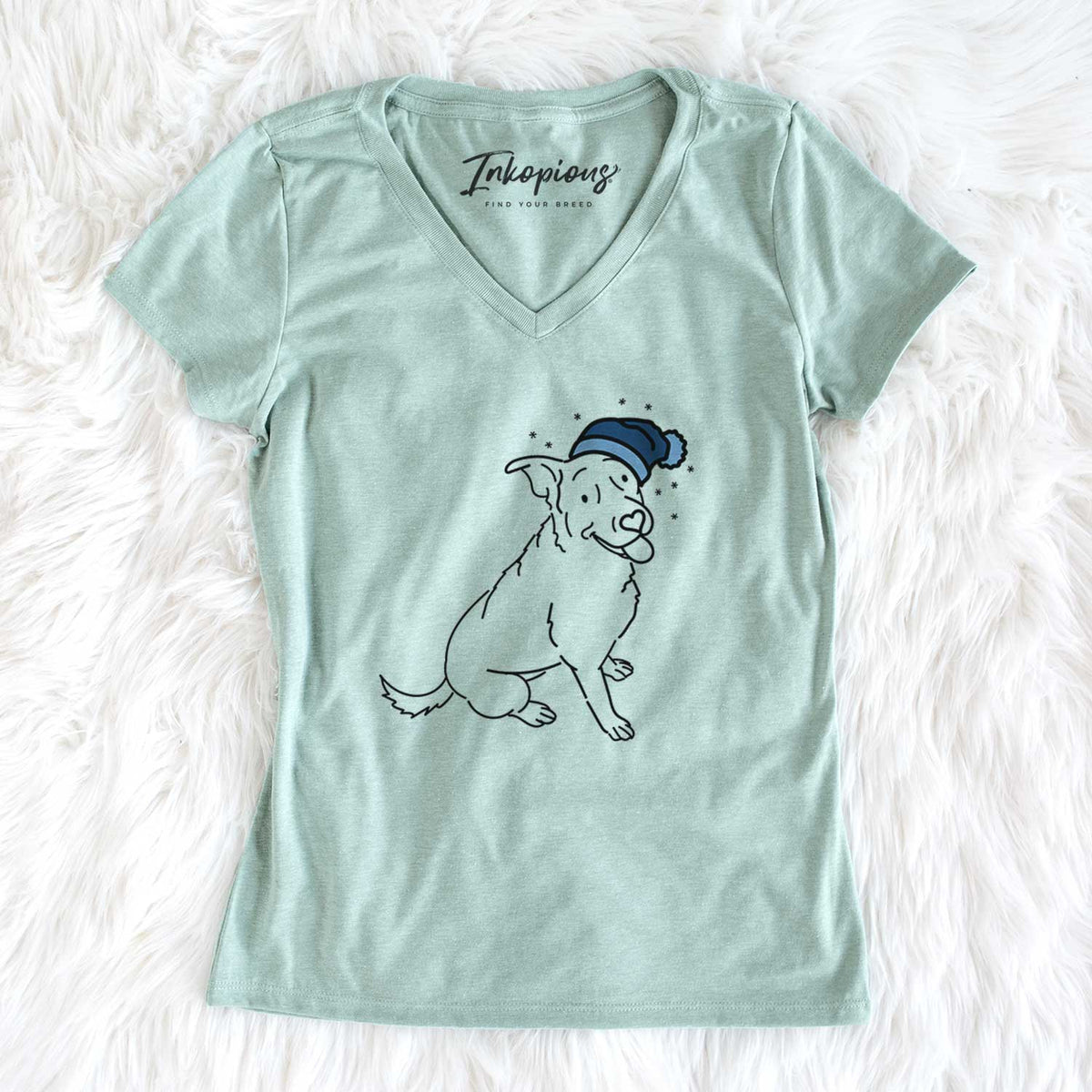 Frosty Rottweiler Mix - Rocky - Women&#39;s V-neck Shirt