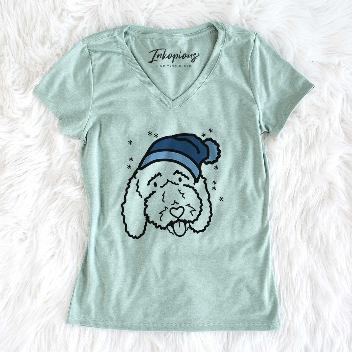 Frosty Bernedoodle - Ruby - Women&#39;s V-neck Shirt