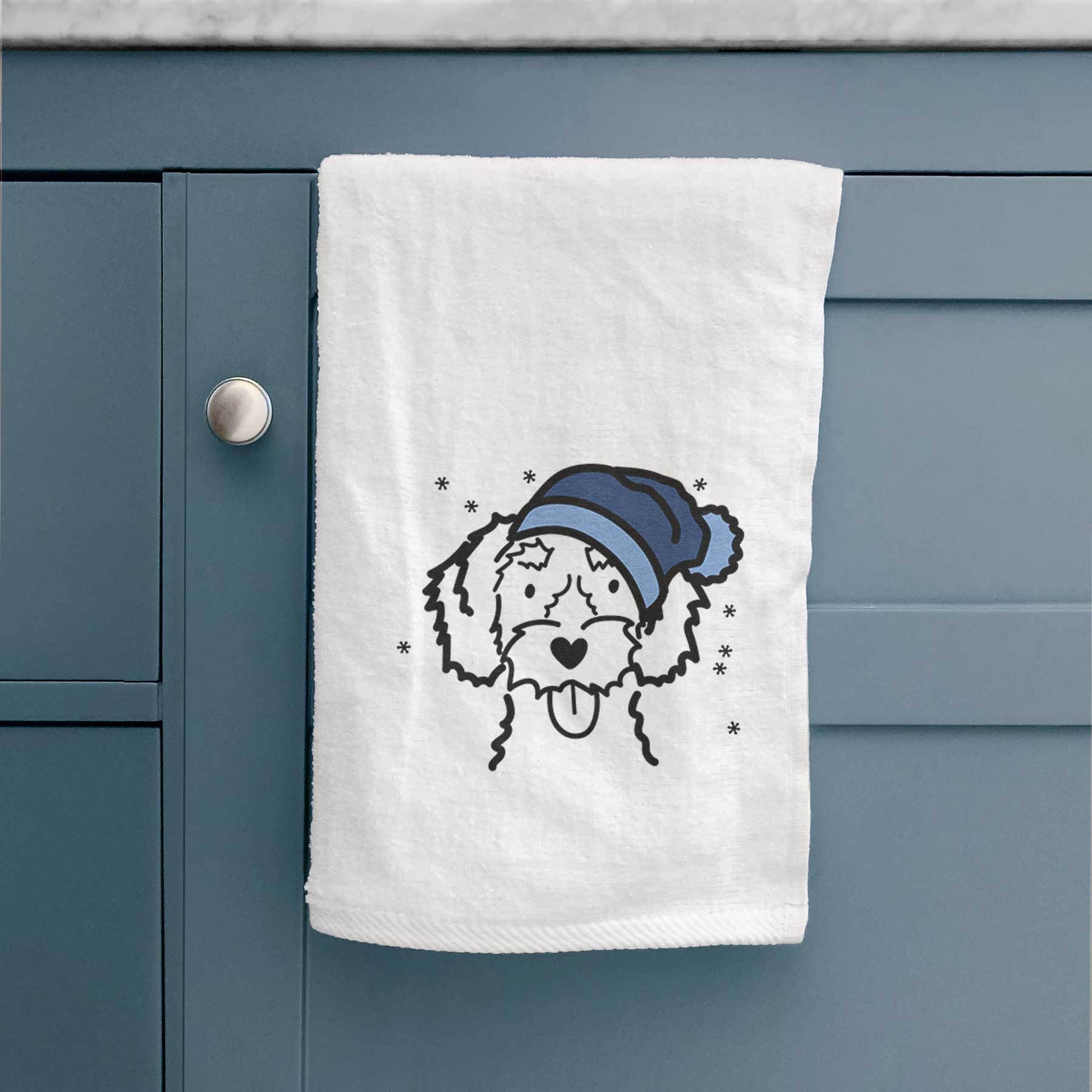 Frosty White Schnoodle - Decorative Hand Towel