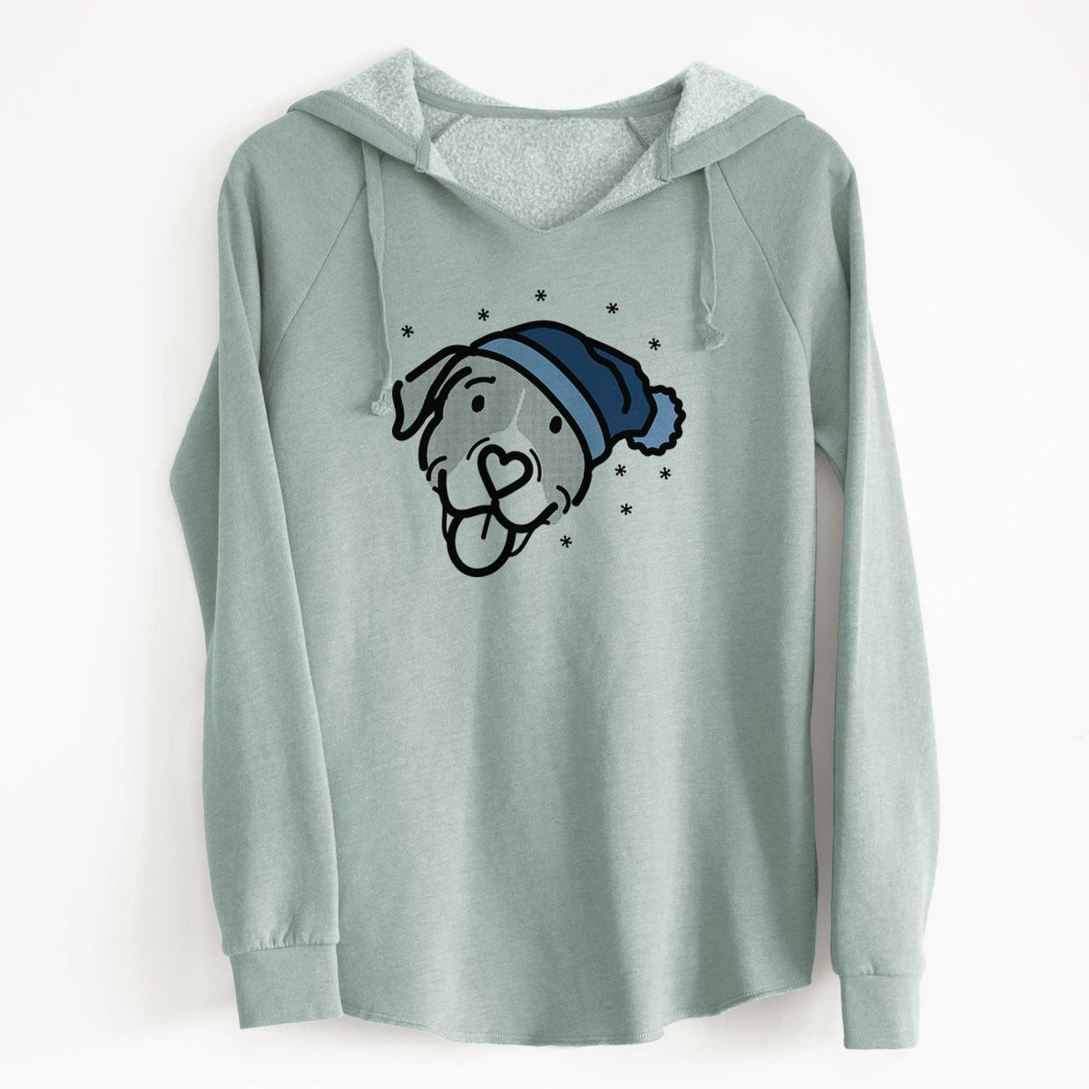 Frosty Pitbull Mix - Shadow - Cali Wave Hooded Sweatshirt