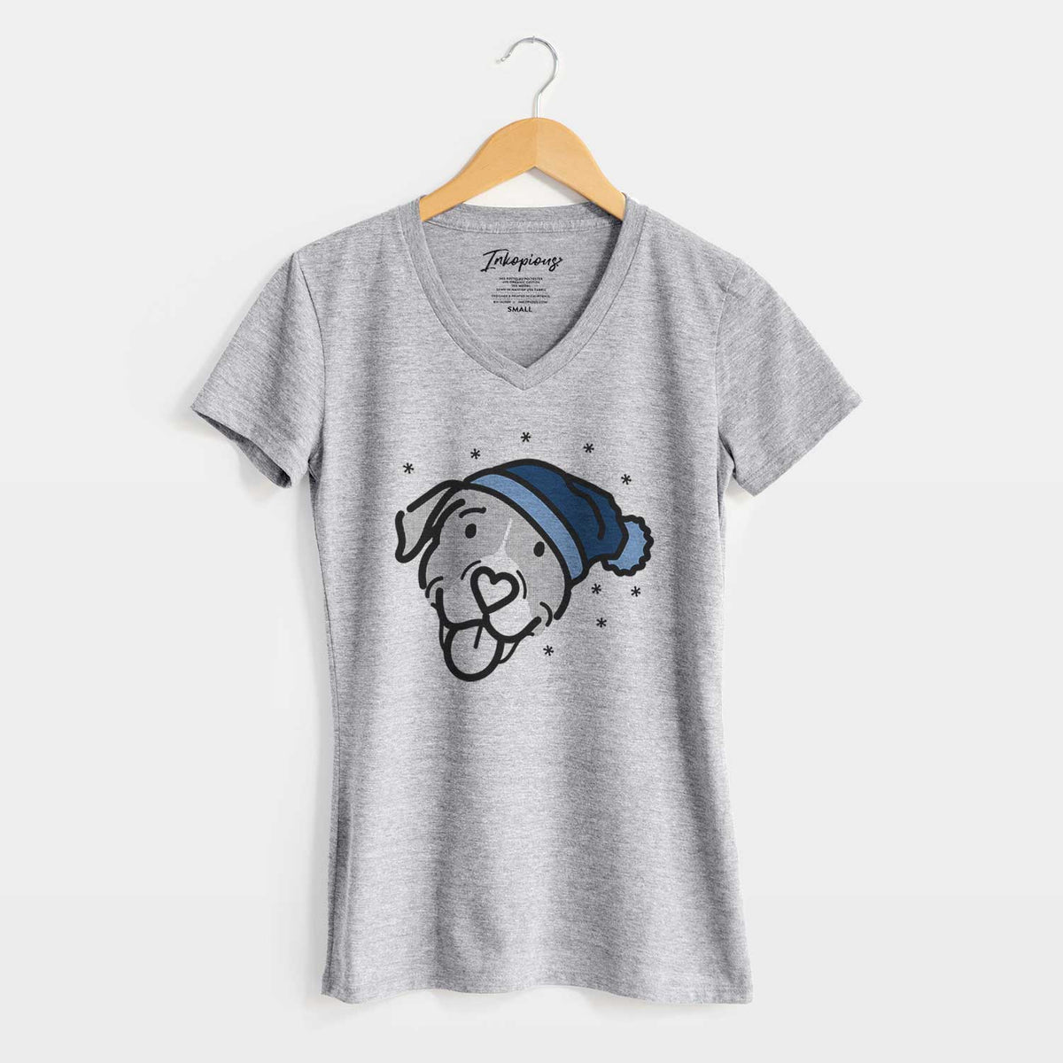 Frosty Pitbull Mix - Shadow - Women's V-neck Shirt