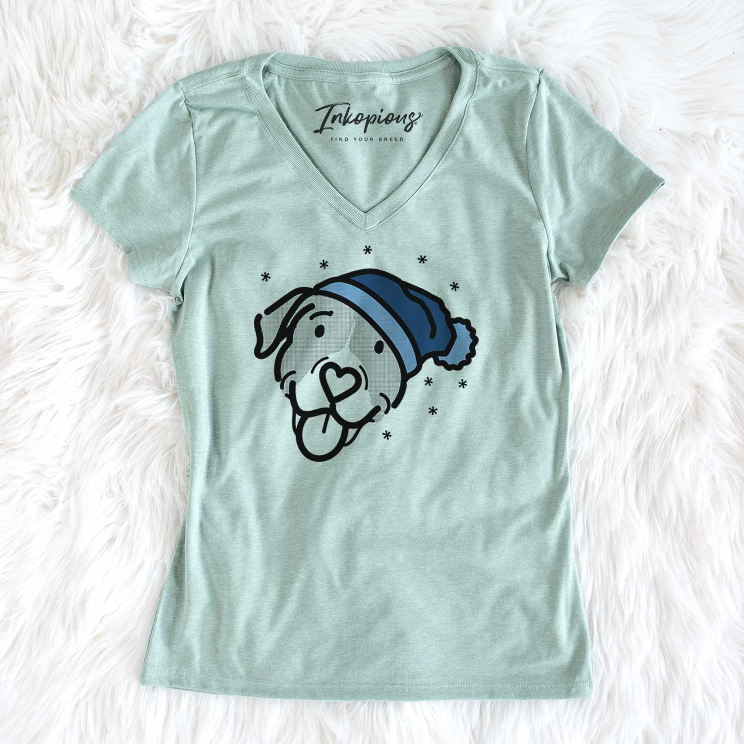 Frosty Pitbull Mix - Shadow - Women's V-neck Shirt