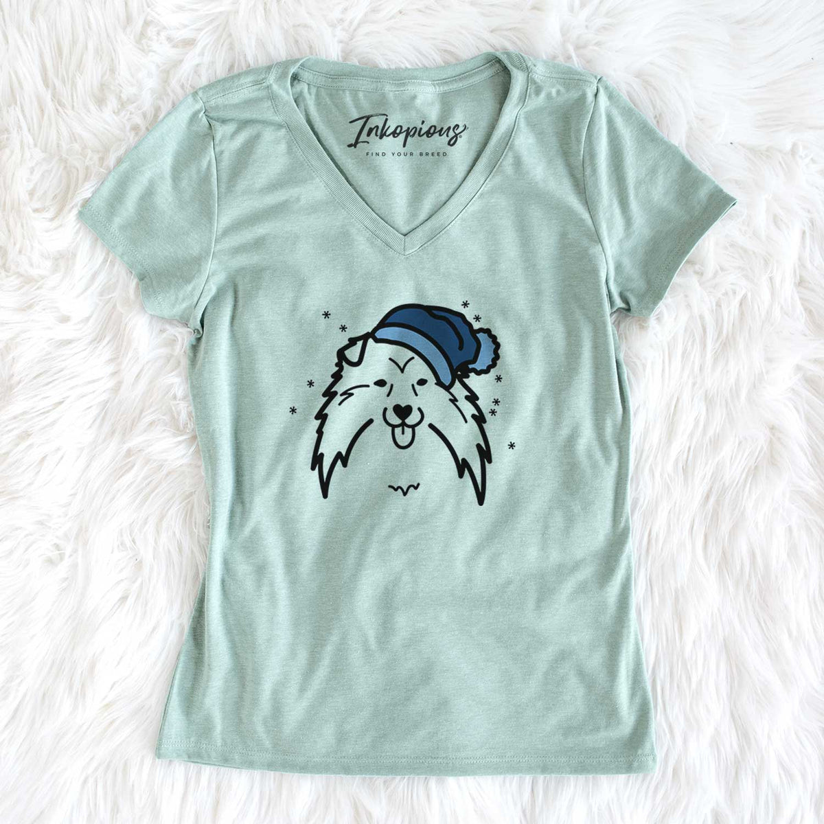 Frosty Shetland Sheepdog - Women&#39;s V-neck Shirt