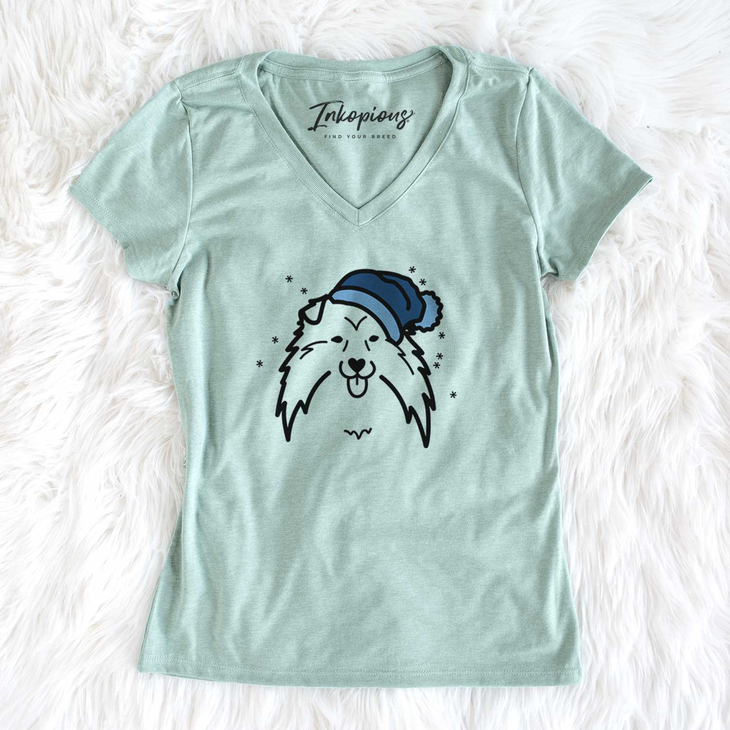 Frosty Shetland Sheepdog - Women's V-neck Shirt