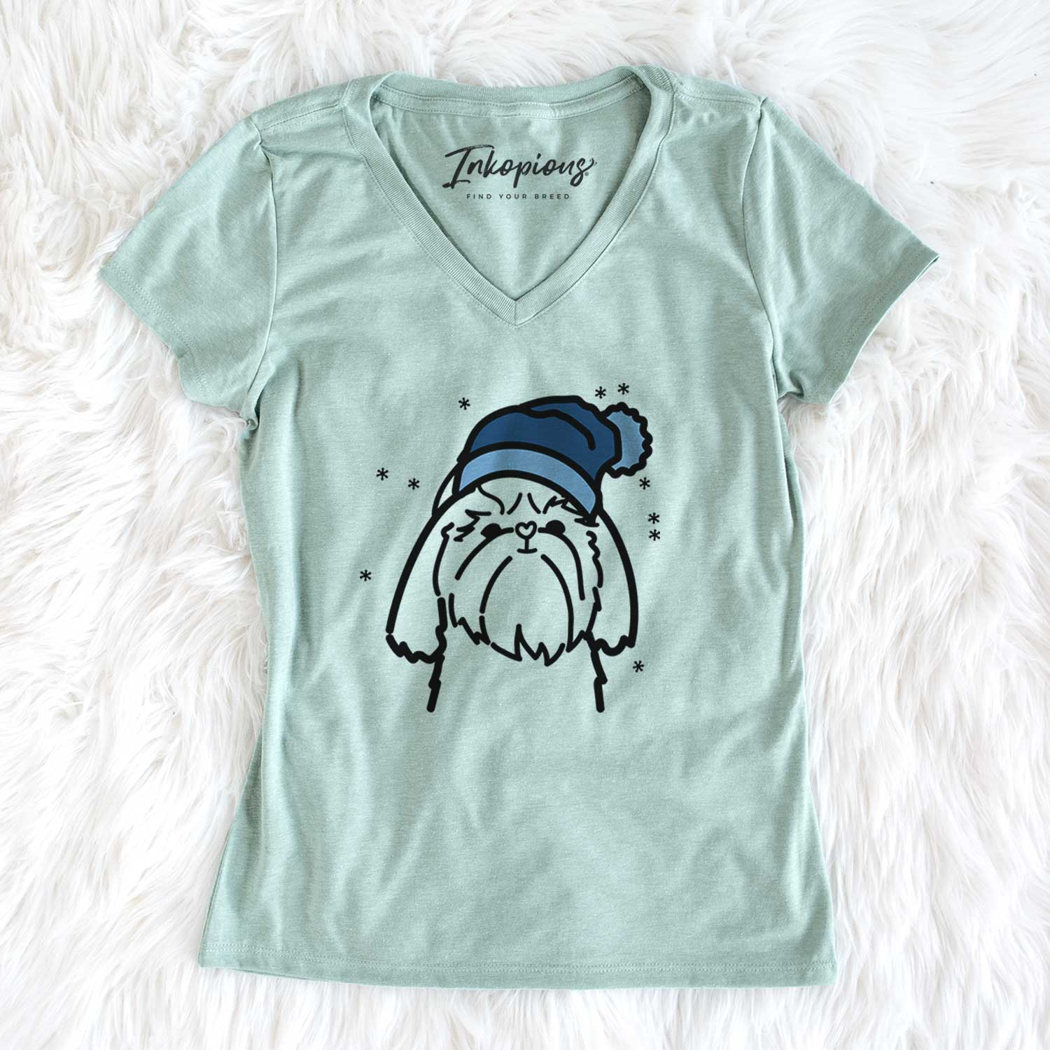 Frosty Shih Tzu - Women's V-neck Shirt