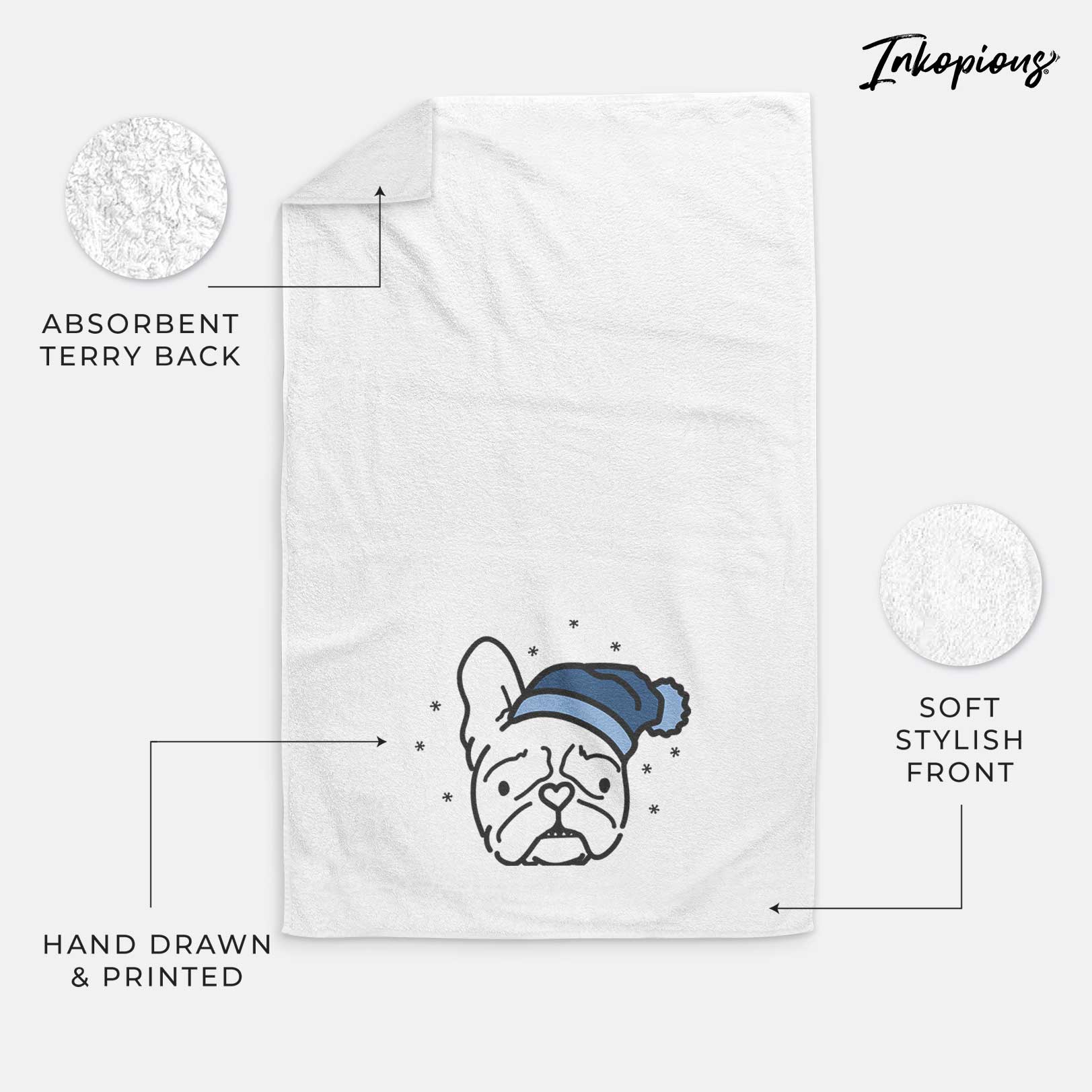 Frosty French Bulldog - Squishy - Decorative Hand Towel