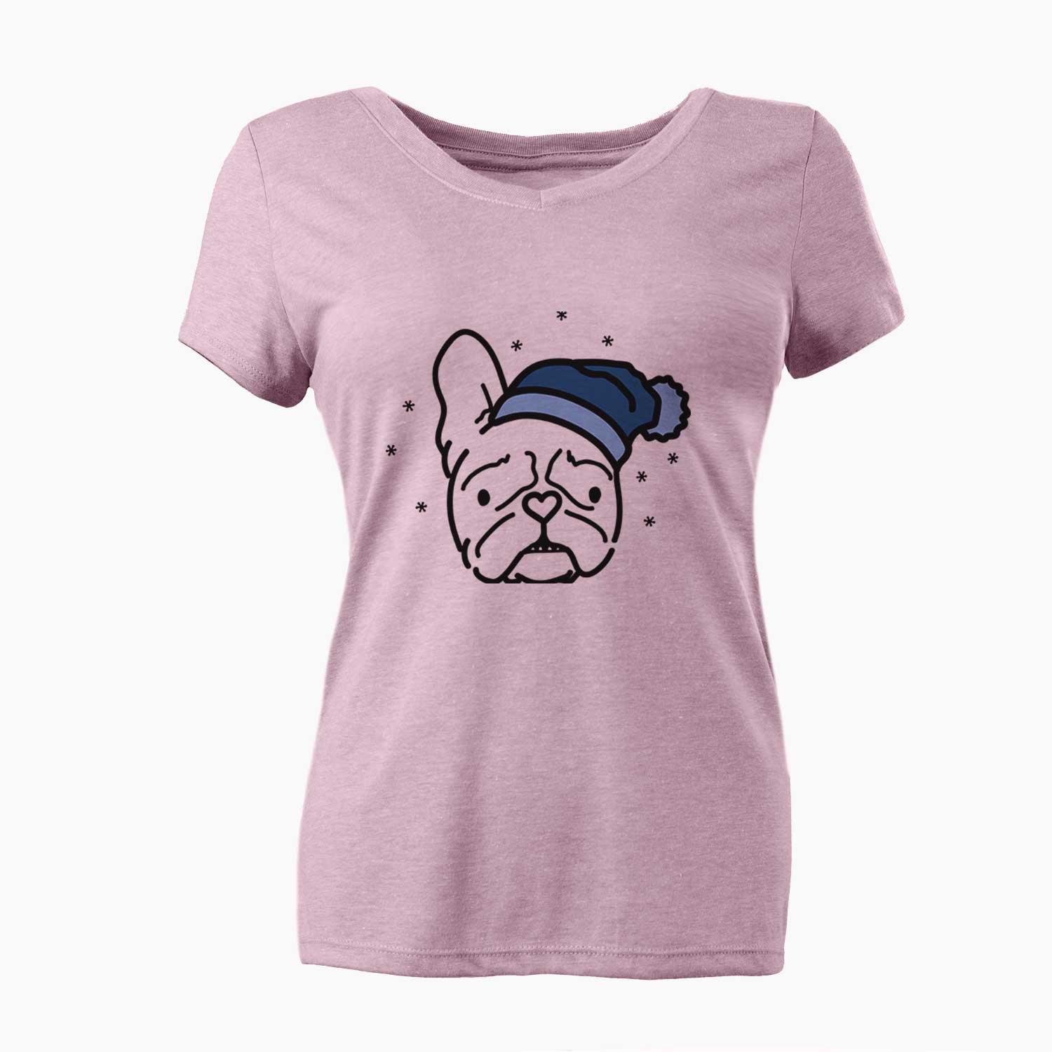 Frosty French Bulldog - Squishy - Women's V-neck Shirt