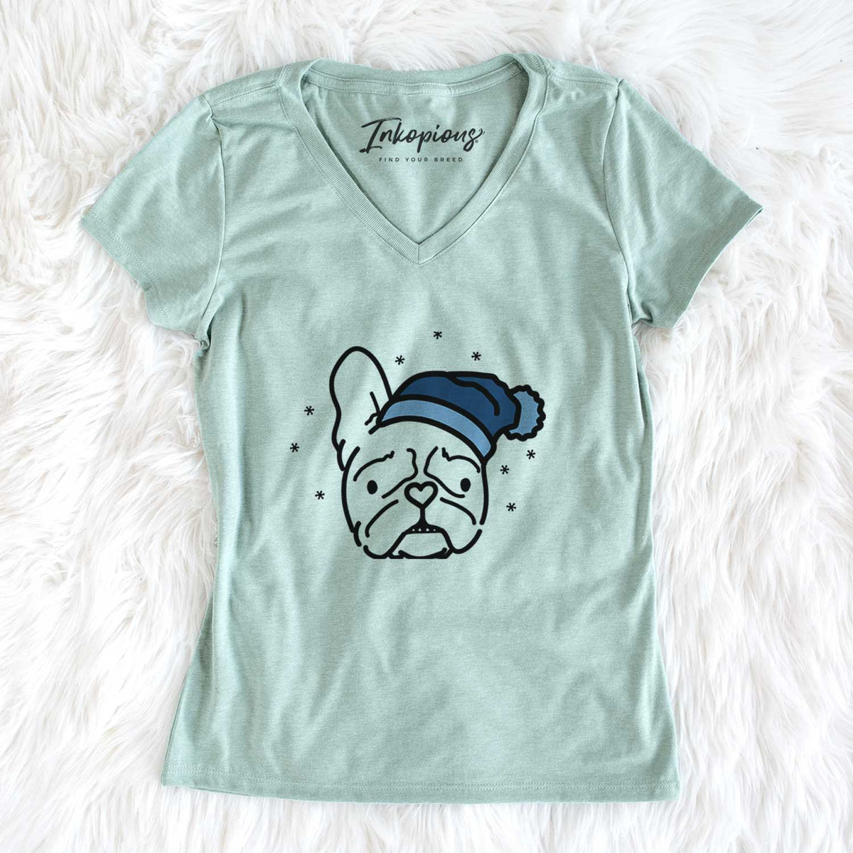 Frosty French Bulldog - Squishy - Women&#39;s V-neck Shirt