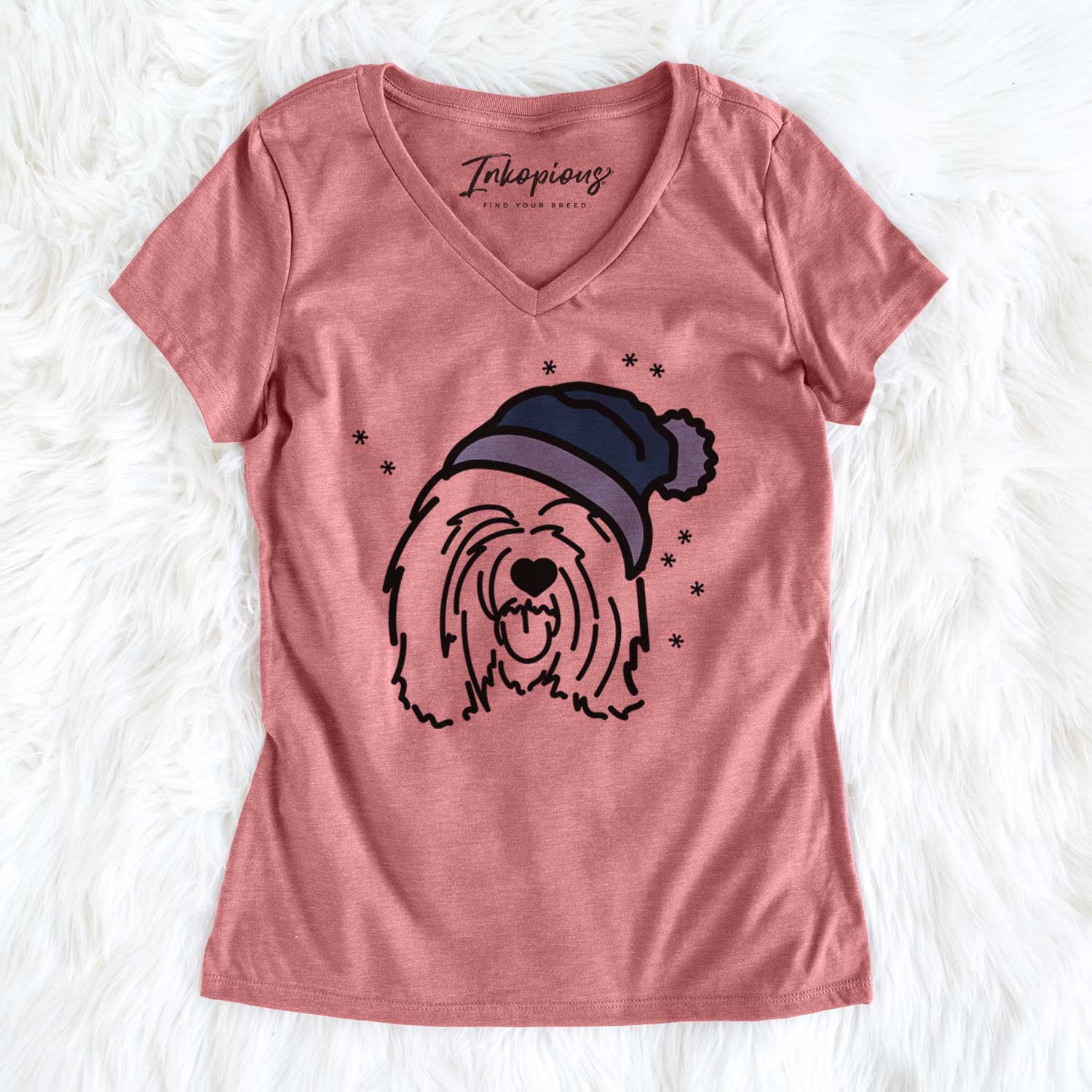 Frosty Tibetan Mastiff - Stan - Women's V-neck Shirt