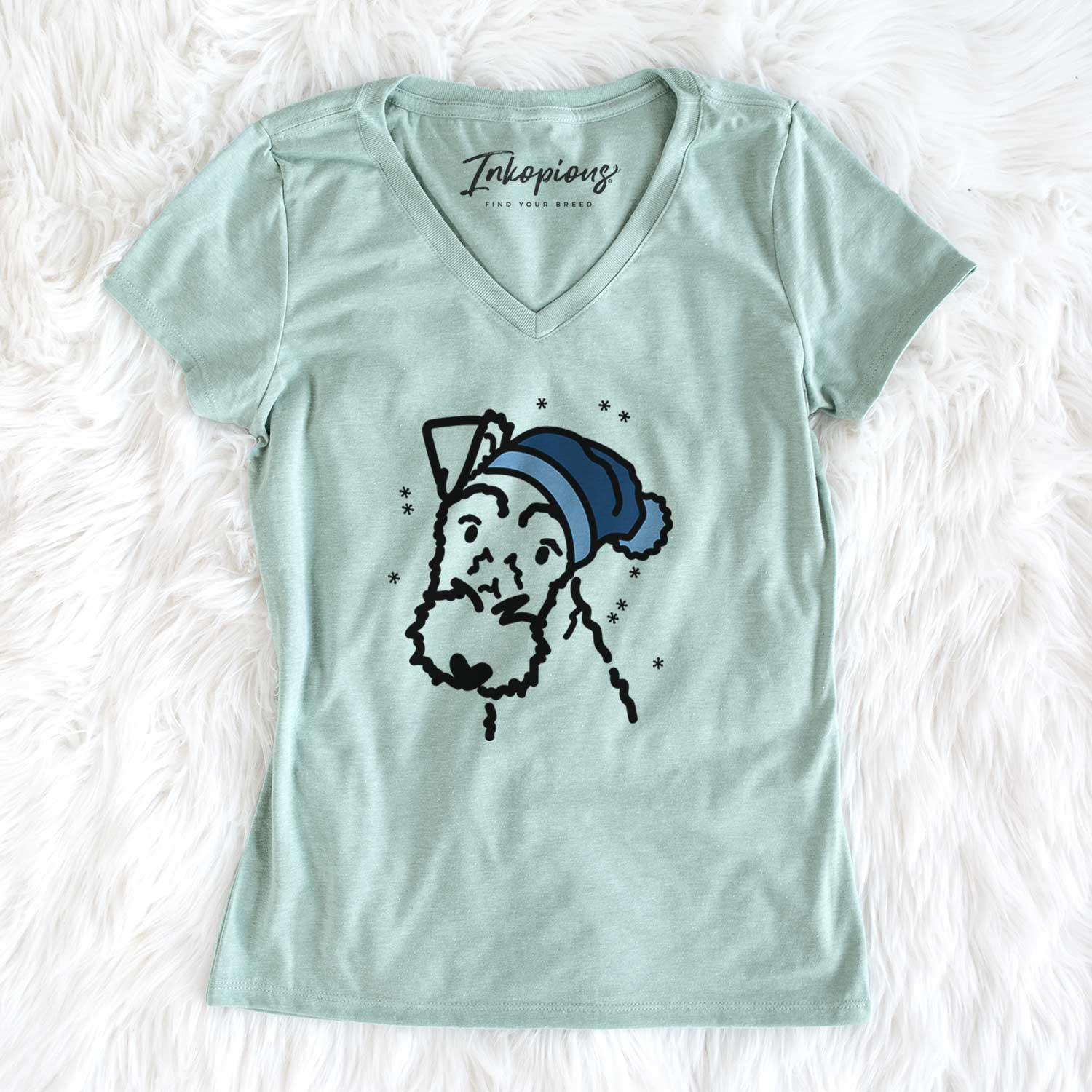 Frosty Wire Fox Terrier - Women's V-neck Shirt