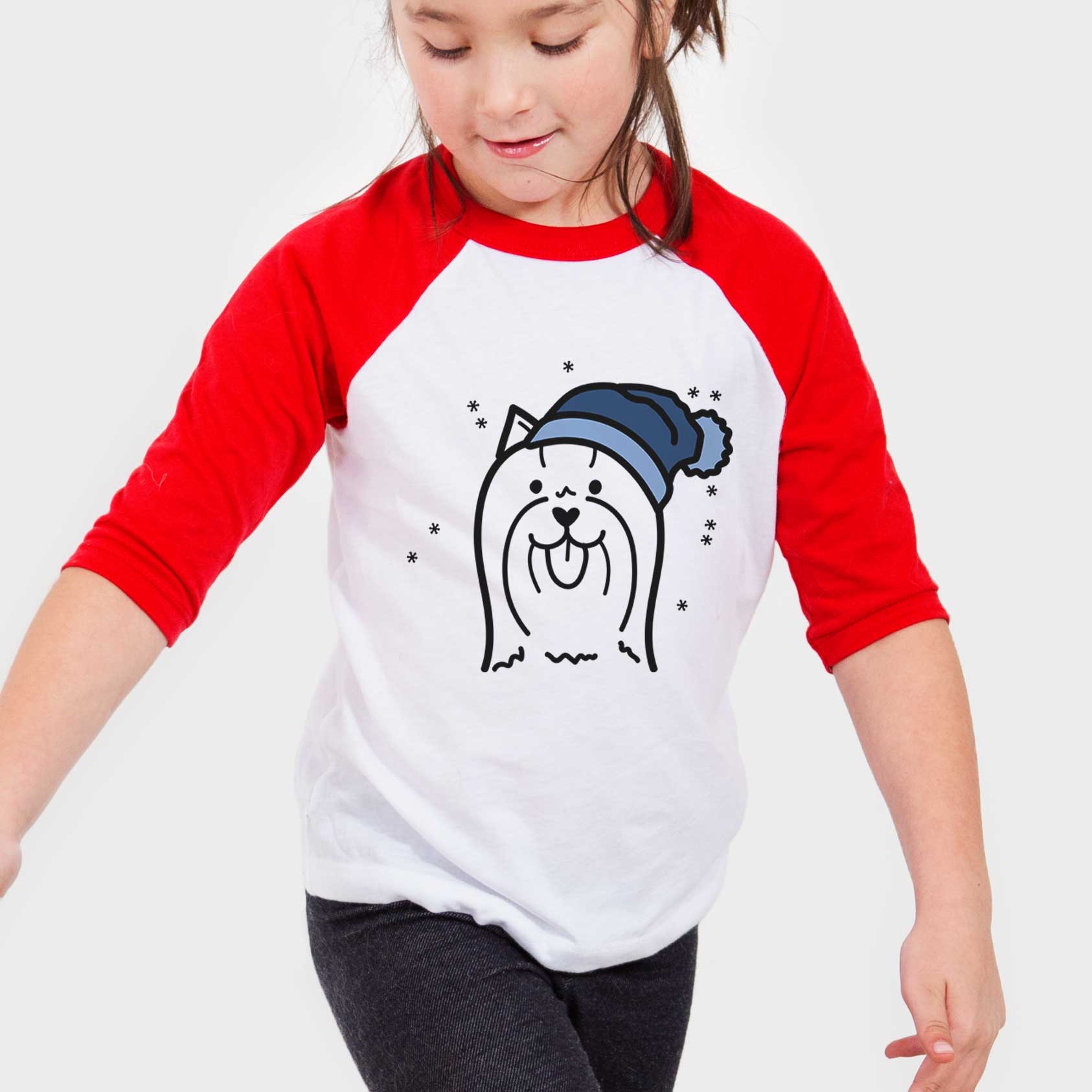 Frosty Yorkshire Terrier - Youth 3/4 Long Sleeve