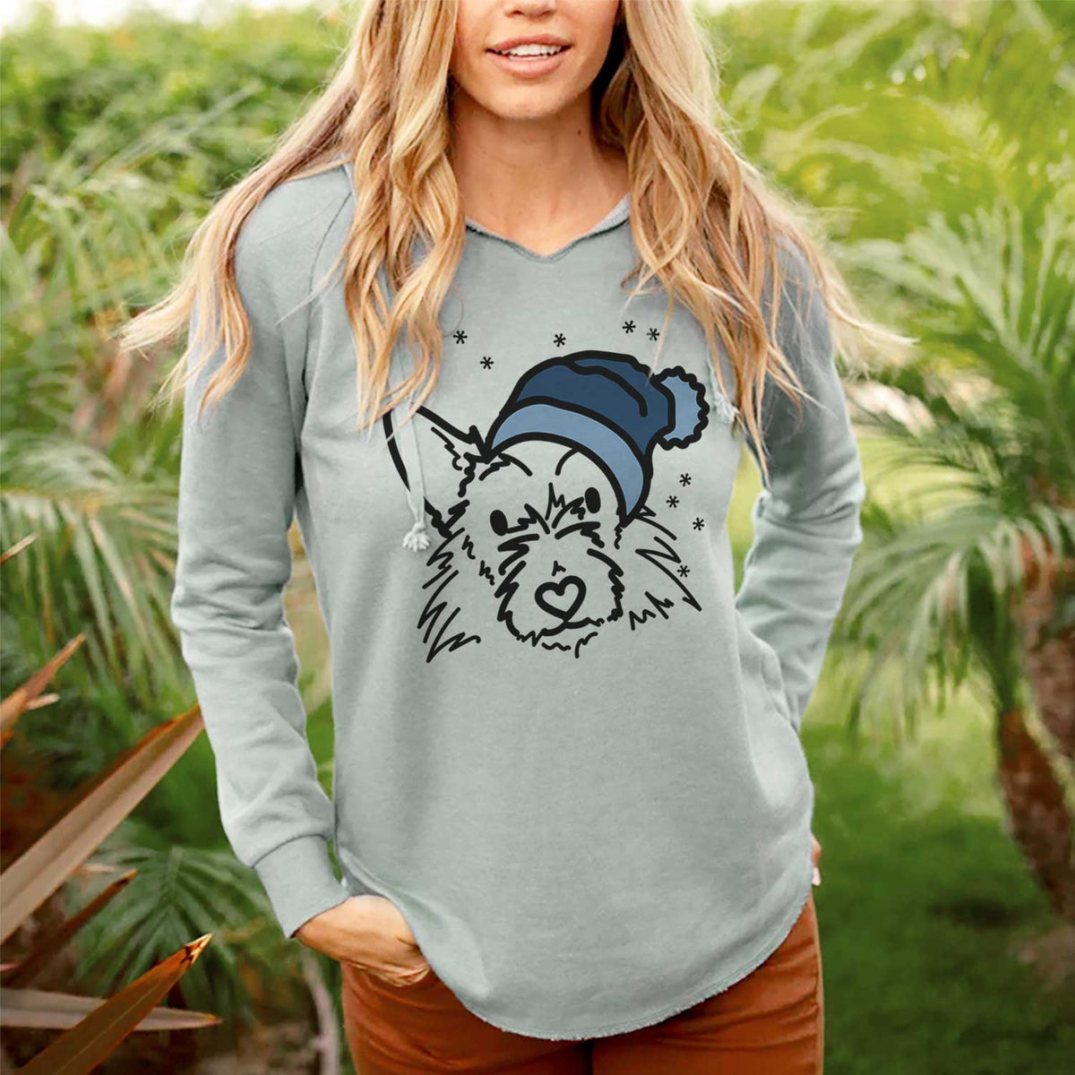 Frosty Terrier Mix - Ziggy - Cali Wave Hooded Sweatshirt