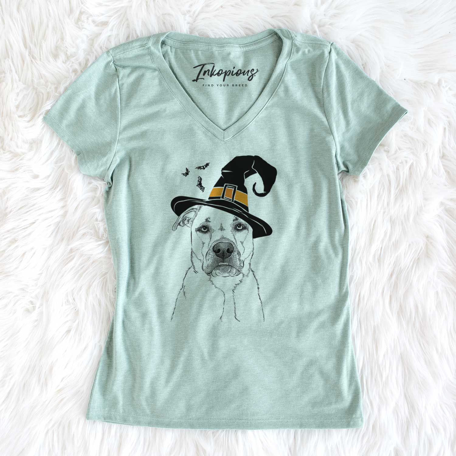Witch Abby the Boxer Beagle Mix - Women's V-neck Shirt
