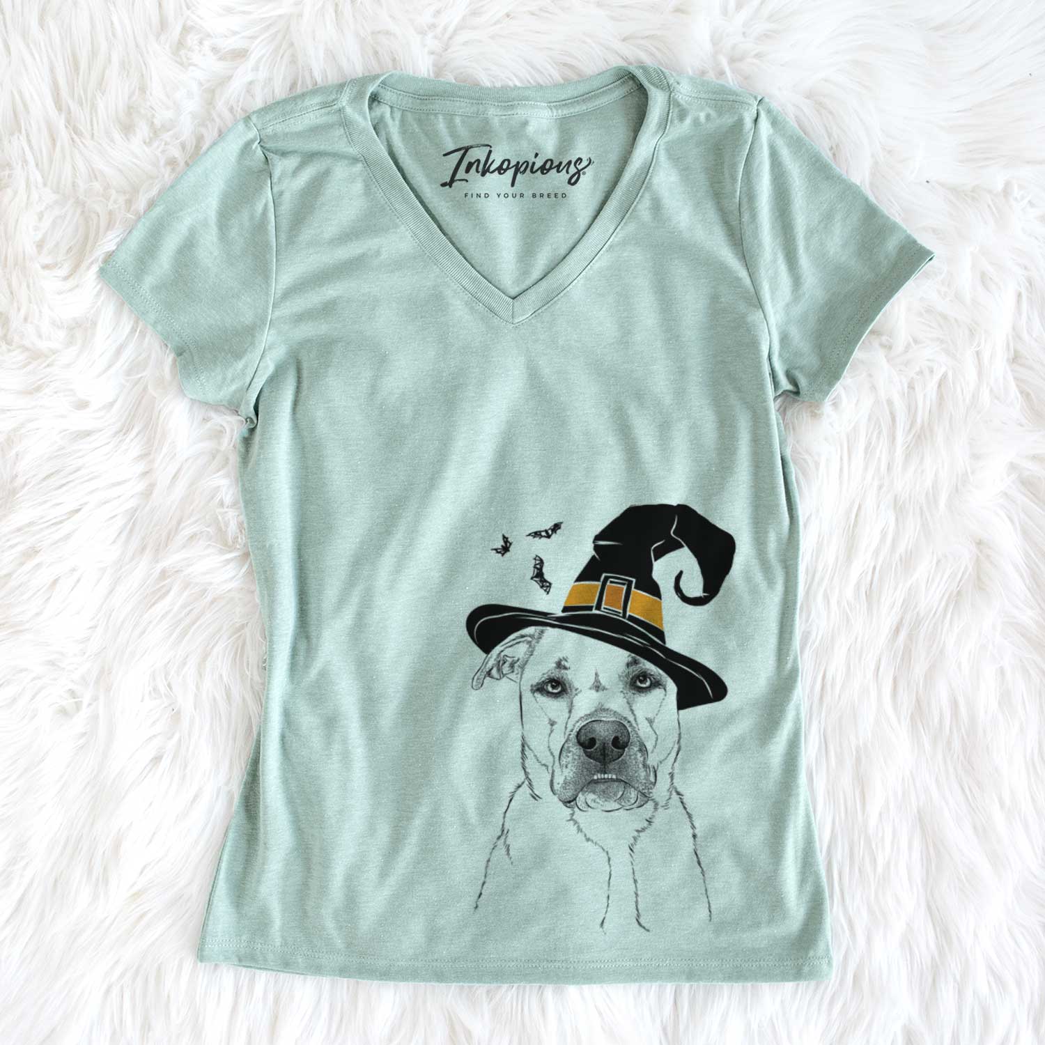 Witch Abby the Boxer Beagle Mix - Women's V-neck Shirt