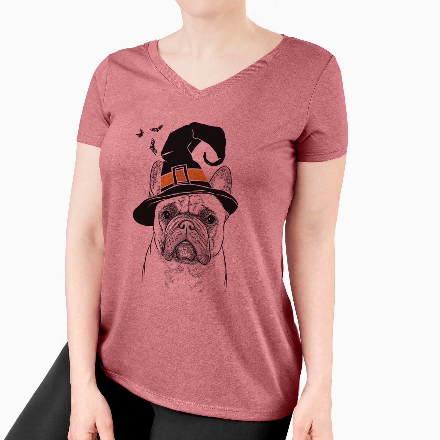 Witch Acelynn the French Bulldog - Women's V-neck Shirt