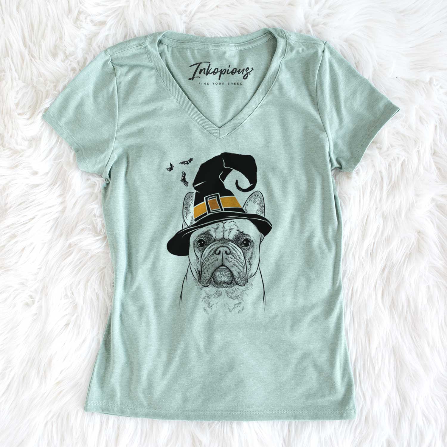 Witch Acelynn the French Bulldog - Women's V-neck Shirt