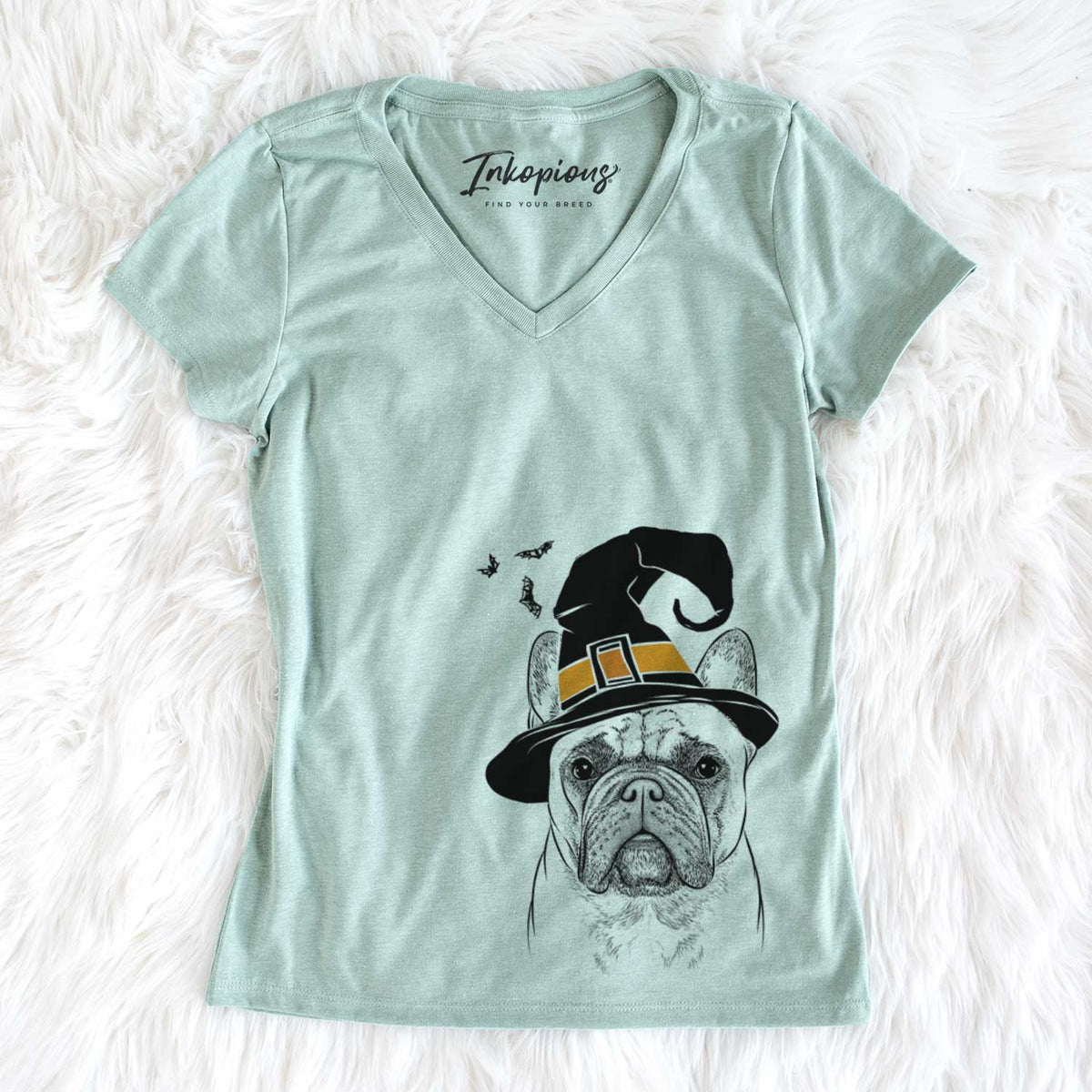 Witch Acelynn the French Bulldog - Women&#39;s V-neck Shirt