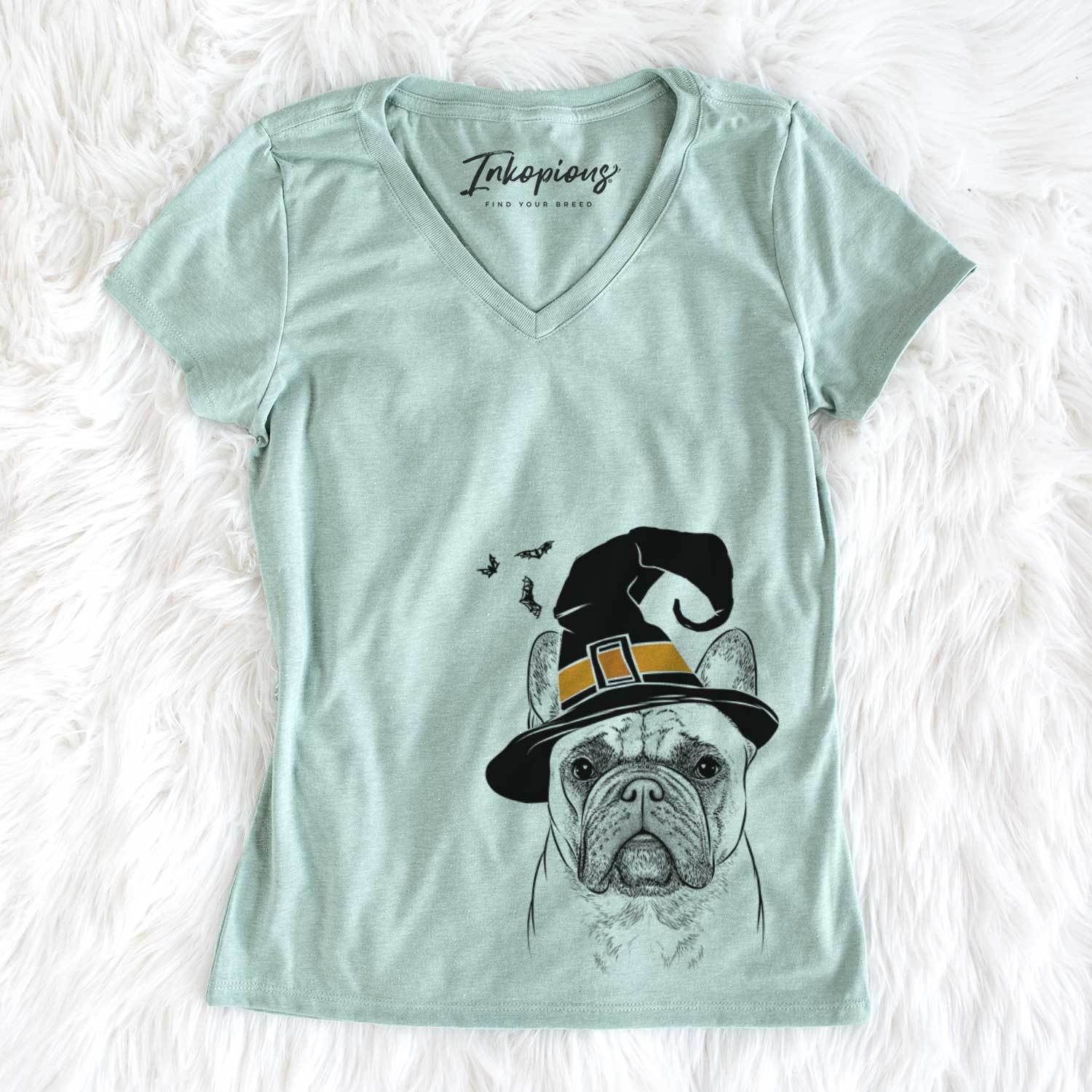 Witch Acelynn the French Bulldog - Women's V-neck Shirt