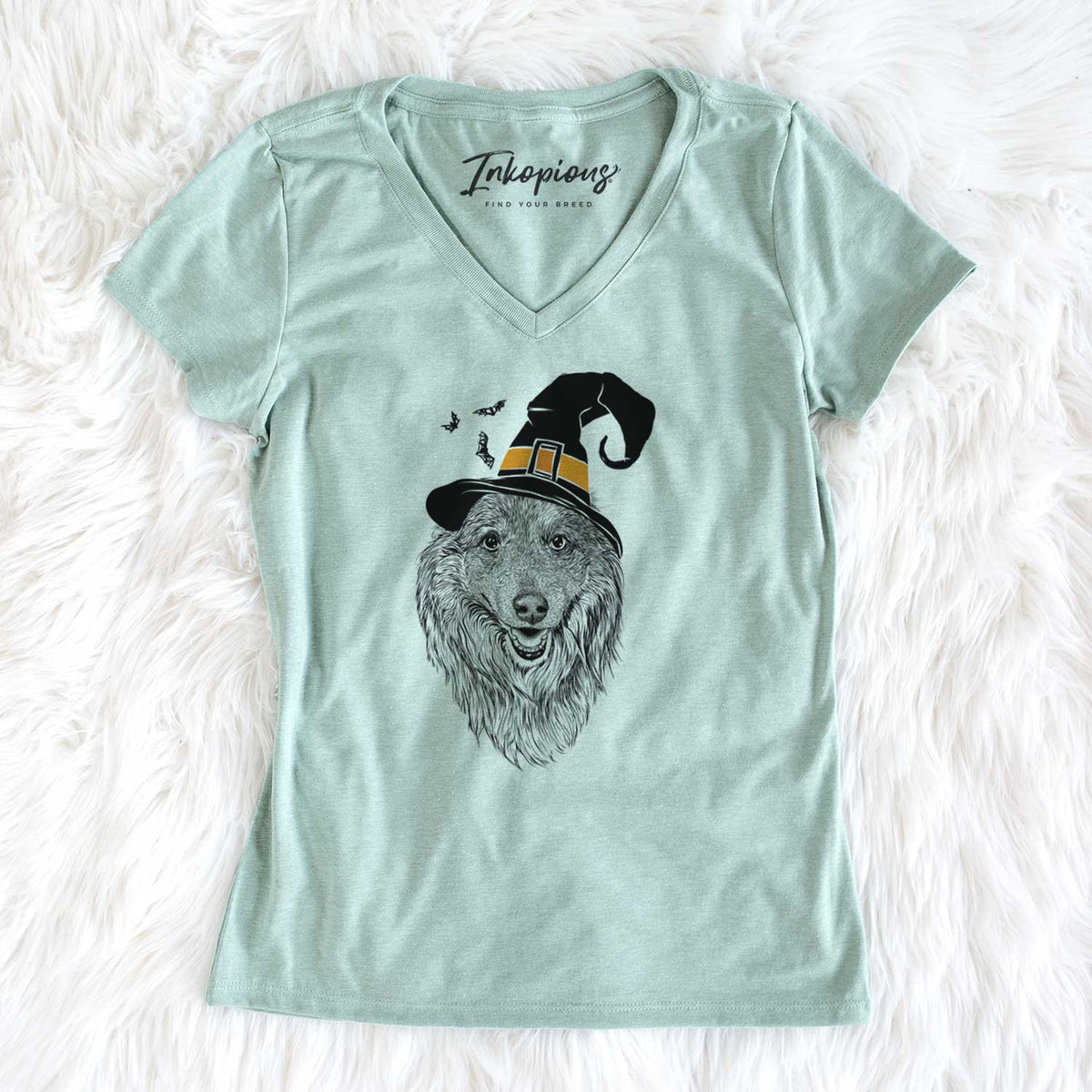Witch Addie the Collie Mix - Women's V-neck Shirt