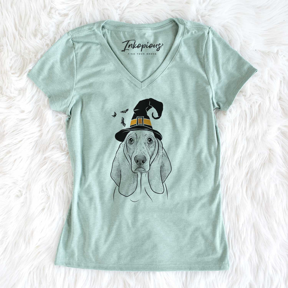 Witch Addison the Basset Hound - Women's V-neck Shirt