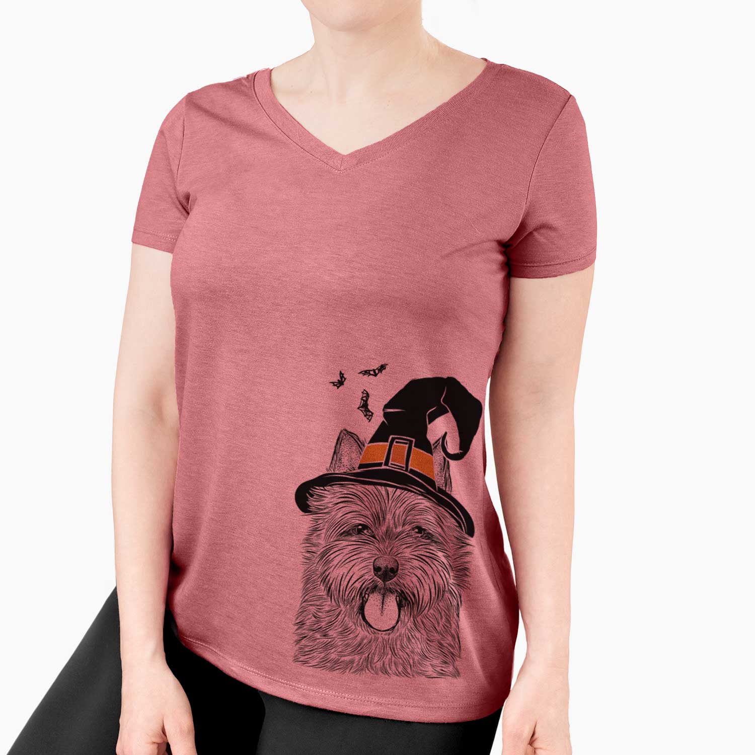 Witch Alfie the Norwich Terrier - Women's V-neck Shirt