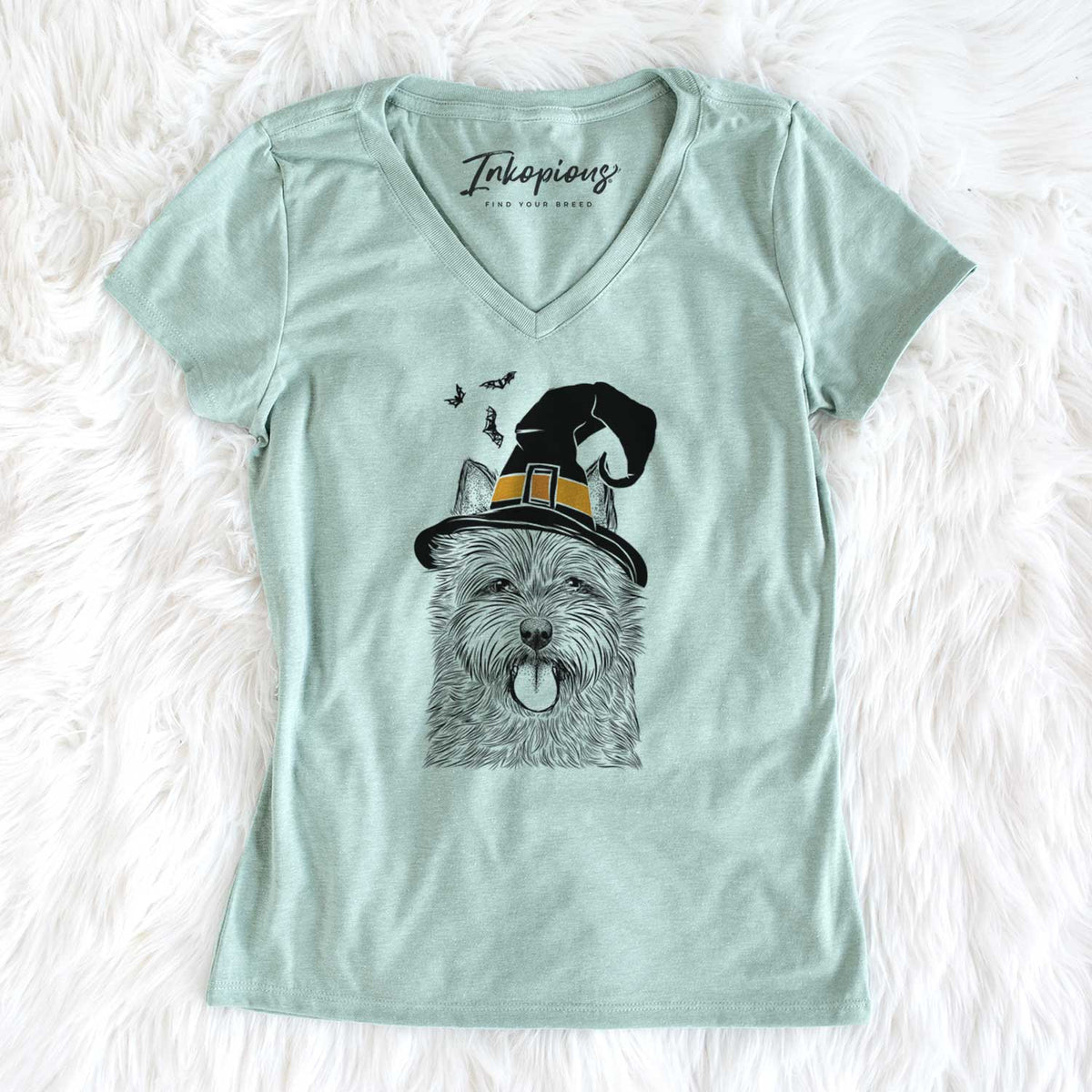Witch Alfie the Norwich Terrier - Women's V-neck Shirt
