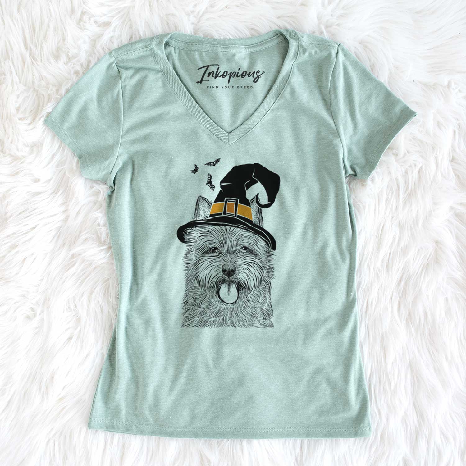 Witch Alfie the Norwich Terrier - Women's V-neck Shirt