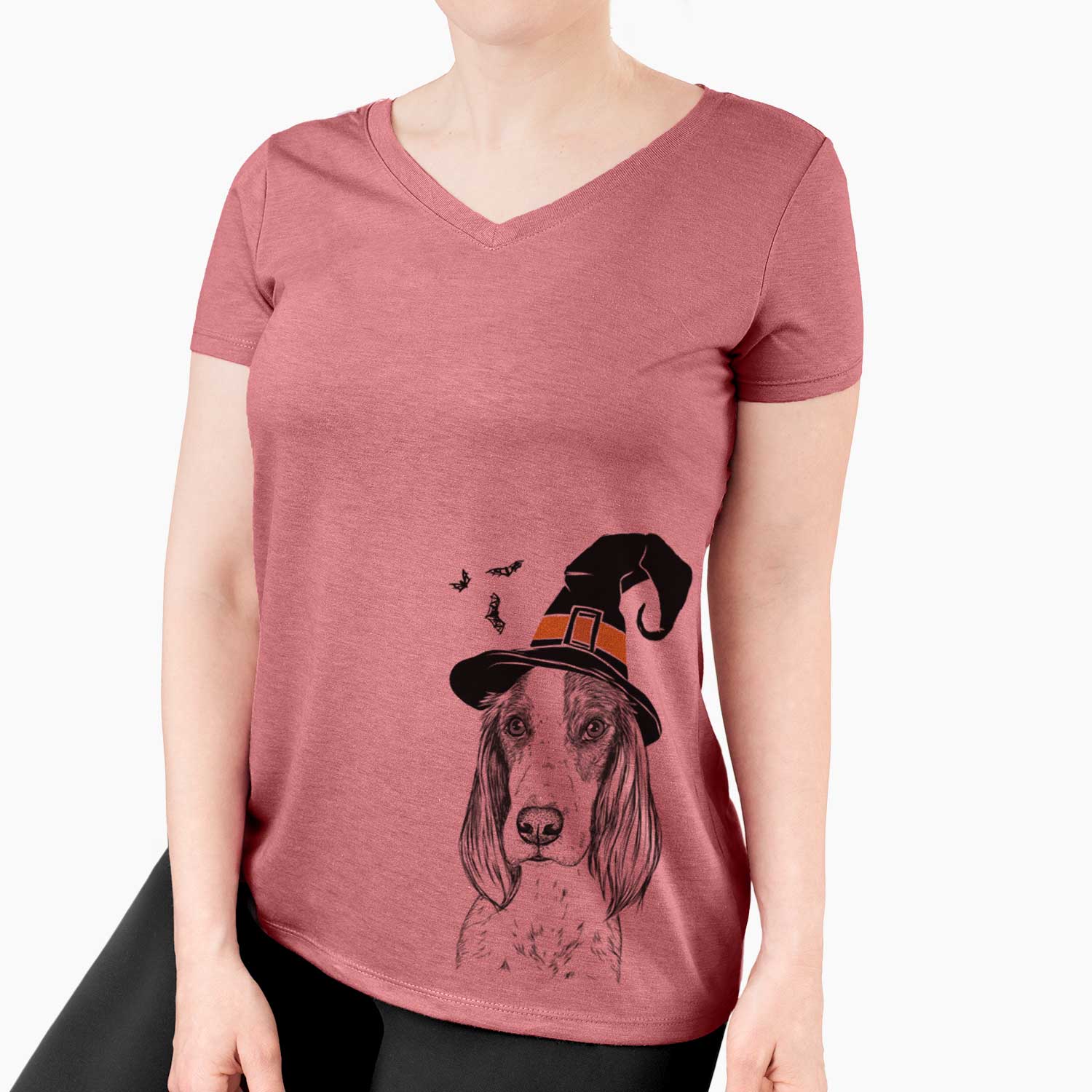 Witch Aline the Irish Red and White Setter - Women's V-neck Shirt