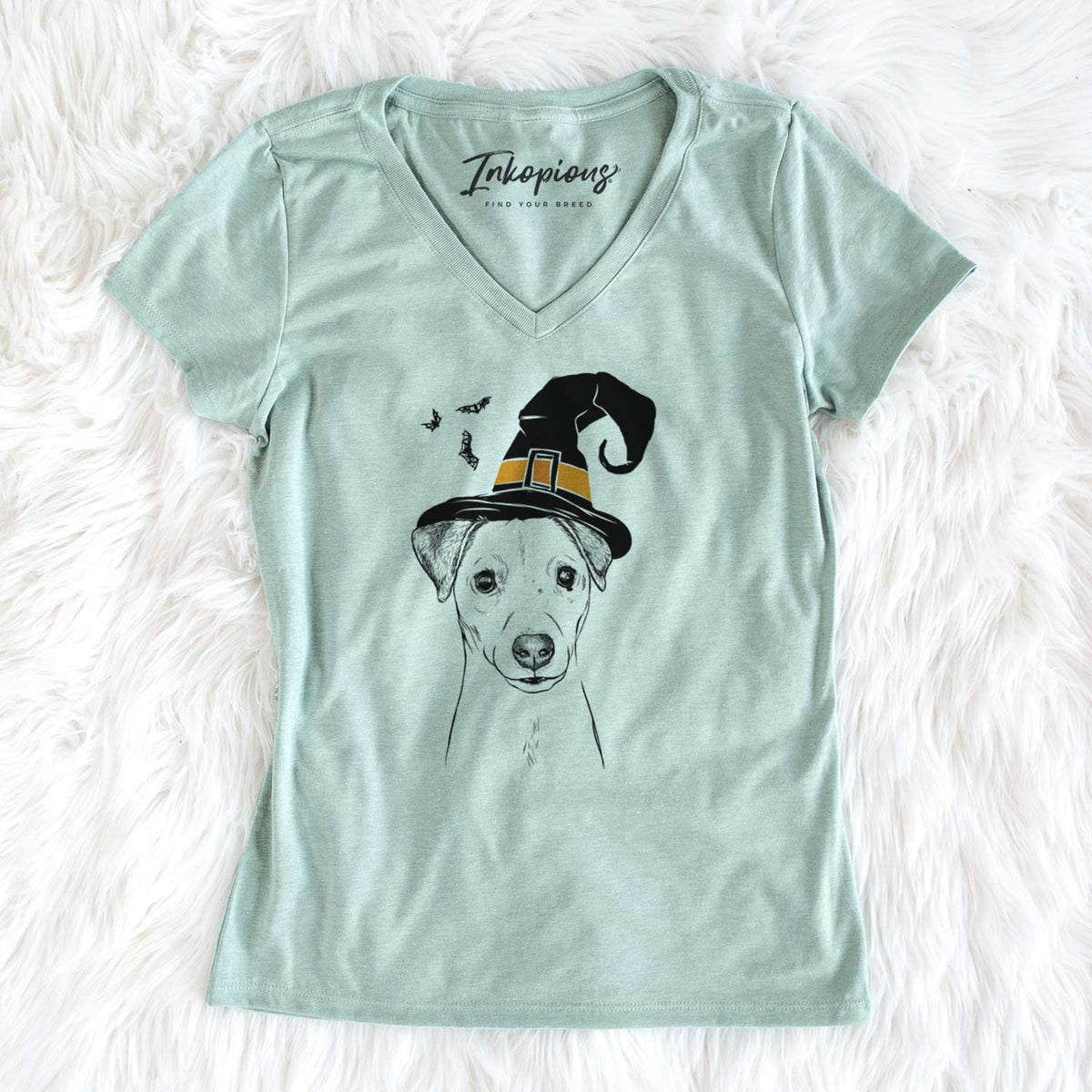 Witch Ally the Jack Russell Terrier - Women's V-neck Shirt