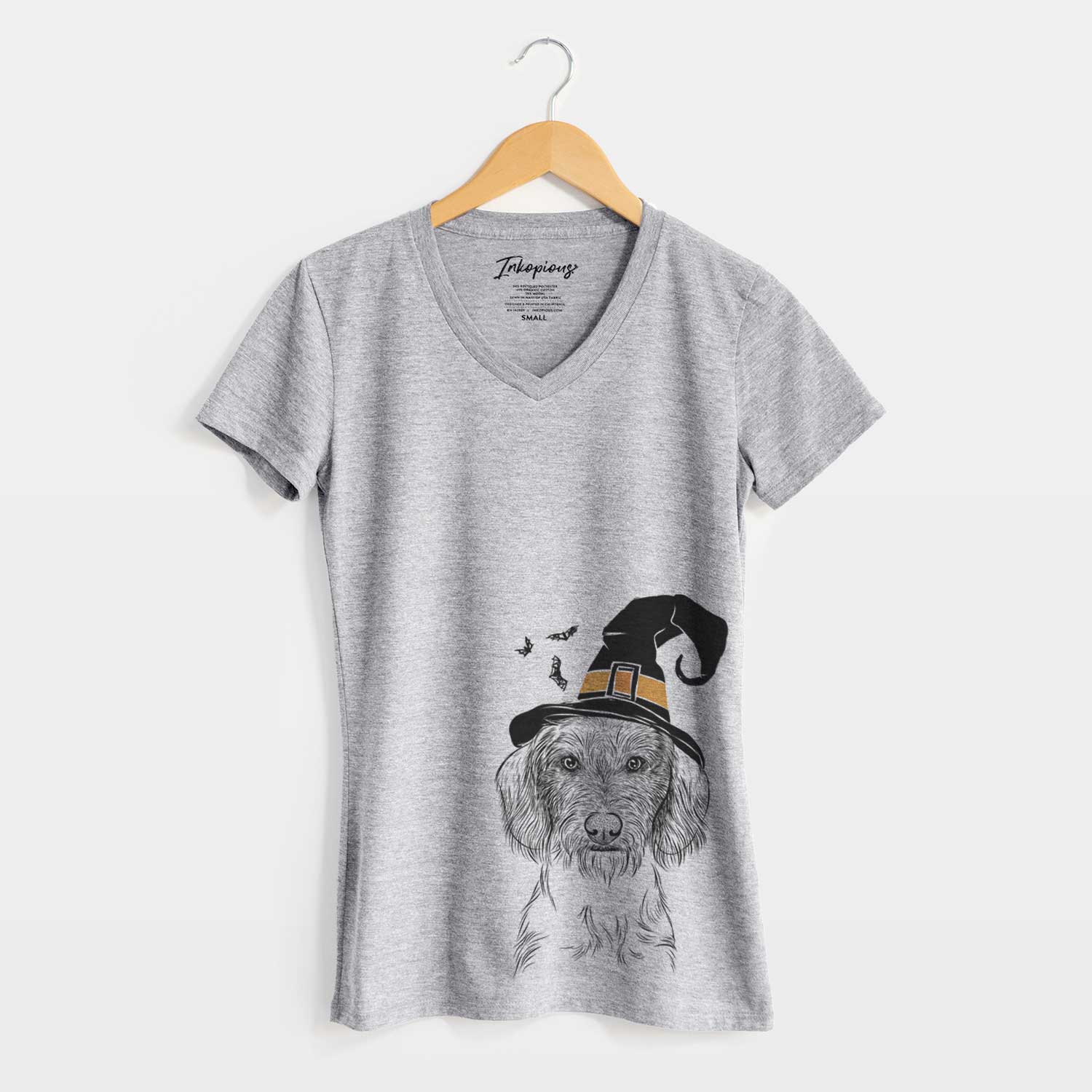 Witch Almond the Wirehaired Dachshund - Women's V-neck Shirt