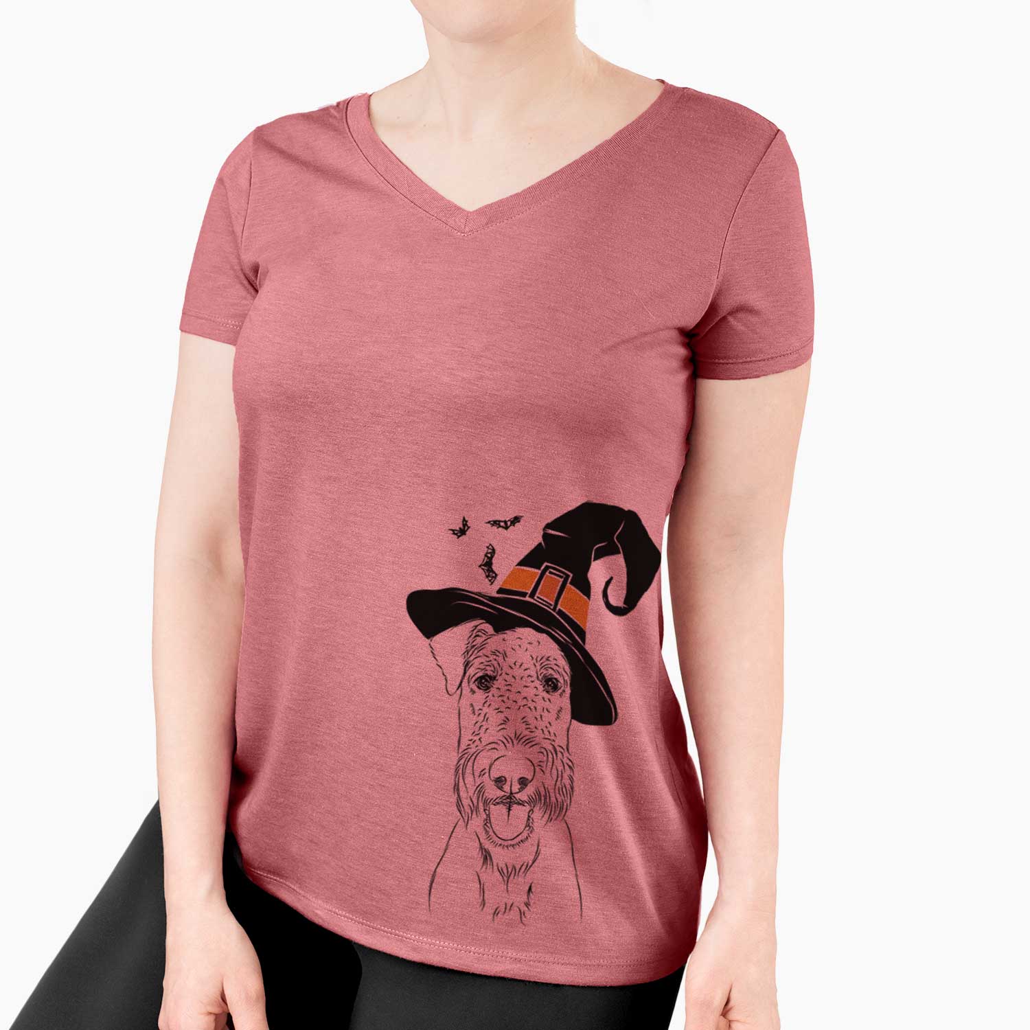 Witch Andy the Airedale Terrier - Women's V-neck Shirt