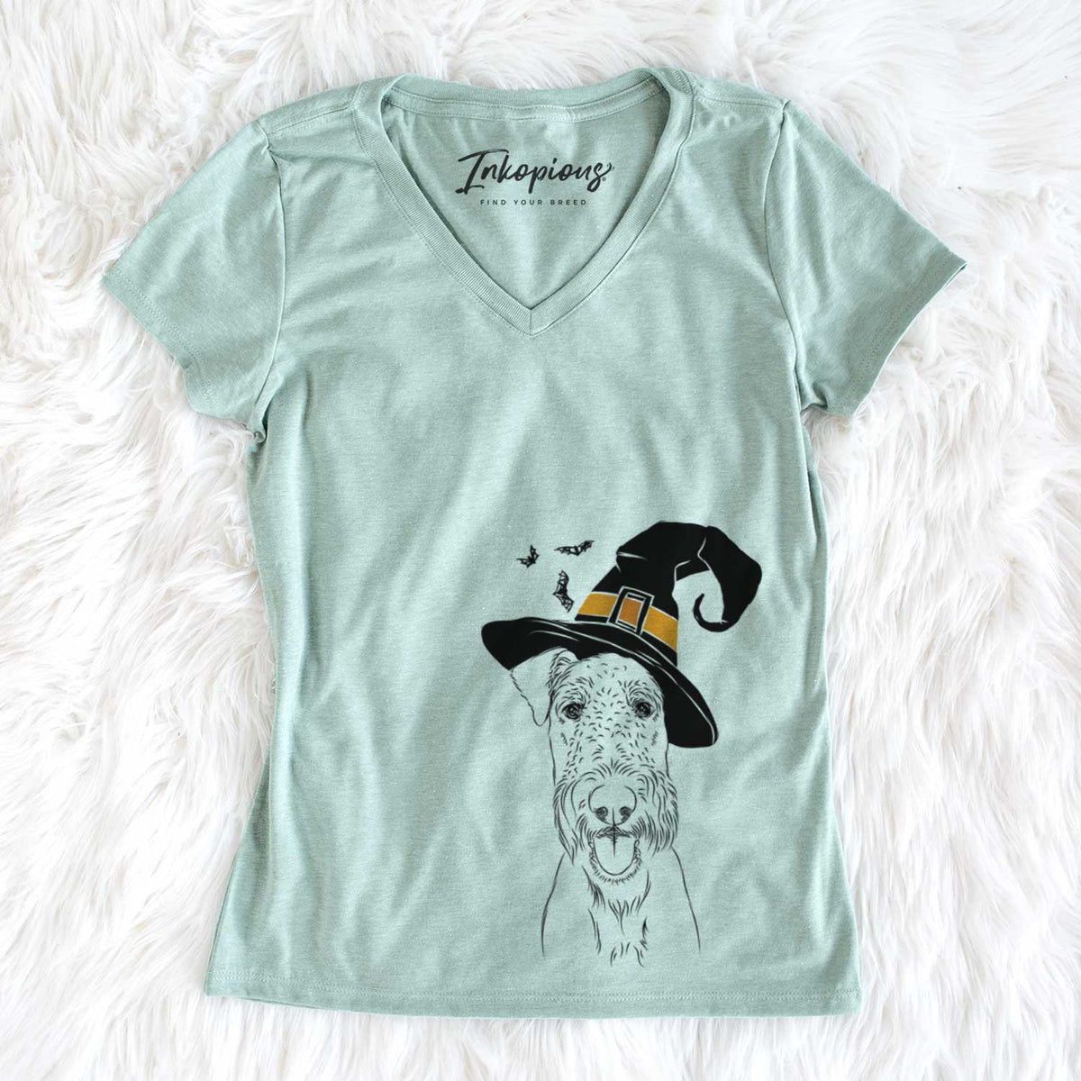 Witch Andy the Airedale Terrier - Women&#39;s V-neck Shirt