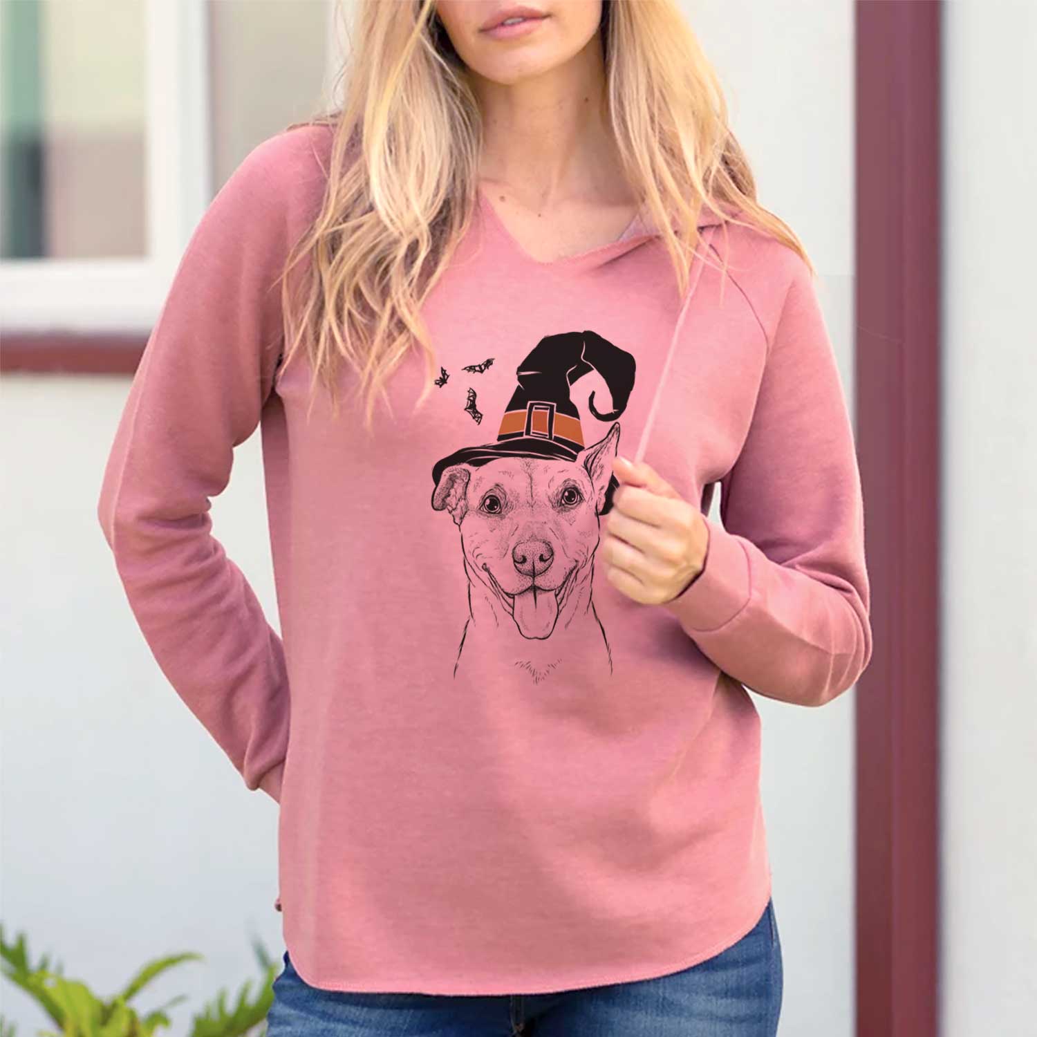 Witch Annie Belle the Pitbull Mix - Cali Wave Hooded Sweatshirt