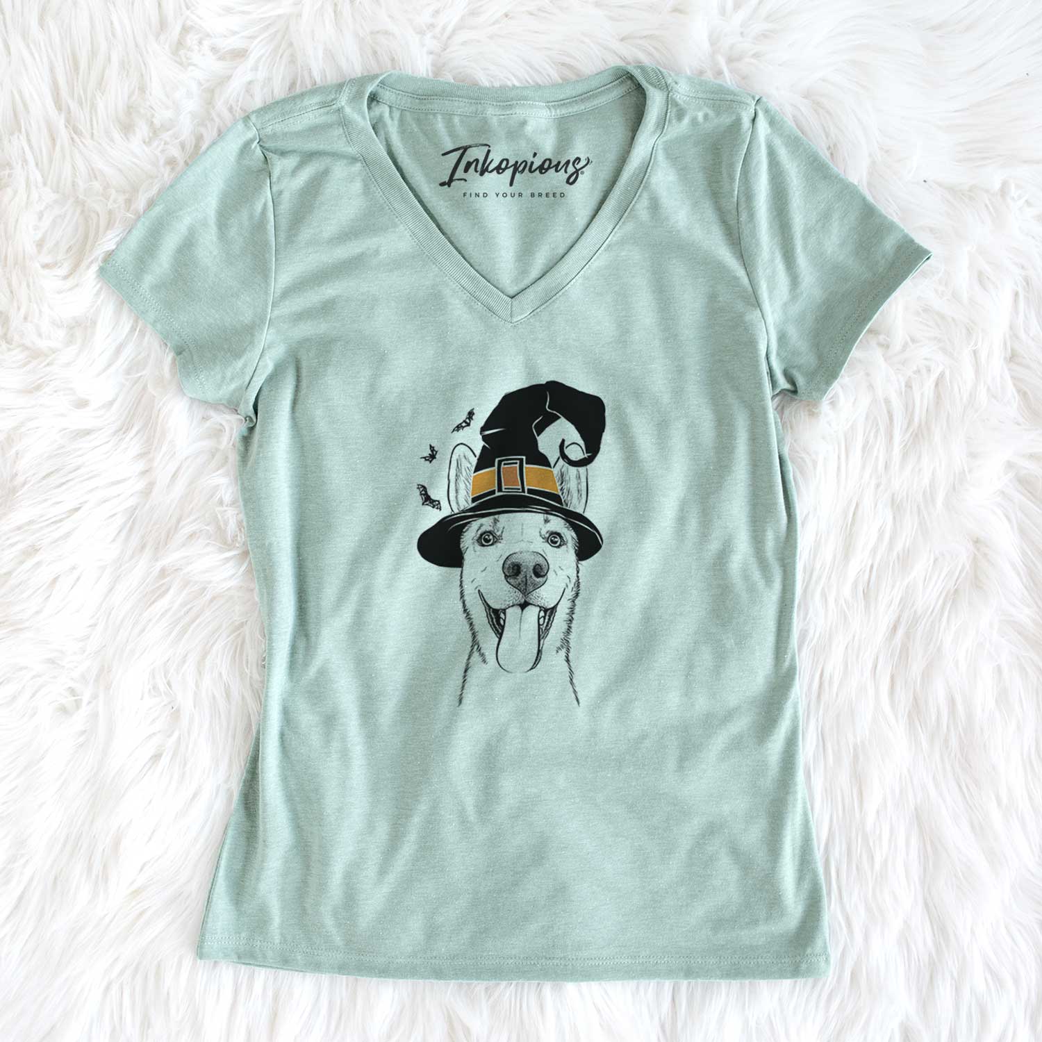 Witch Arlo the Husky Shepherd Mix - Women's V-neck Shirt