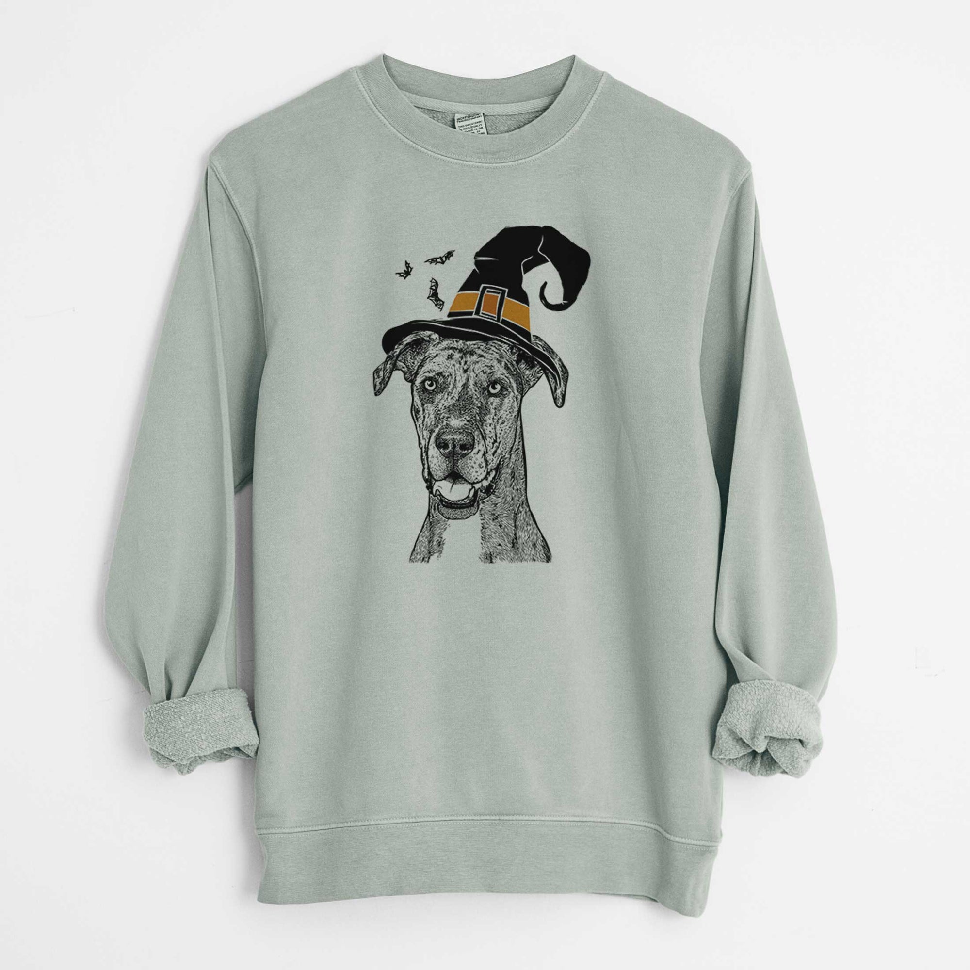 Witch Athena the Merle Great Dane - Unisex Pigment Dyed Crew Sweatshirt