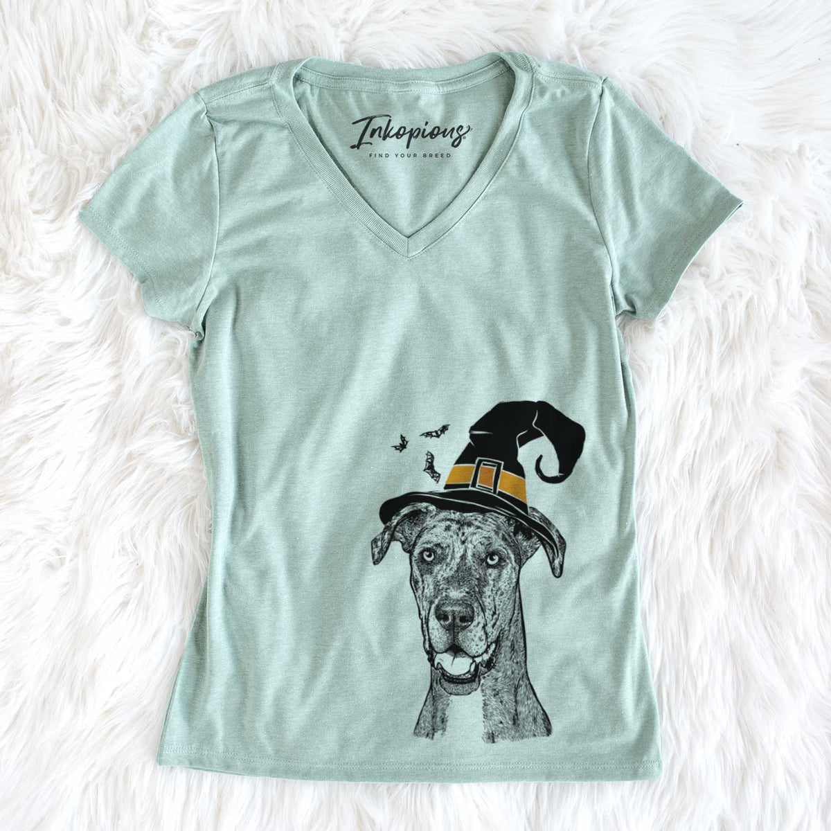 Witch Athena the Merle Great Dane - Women&#39;s V-neck Shirt