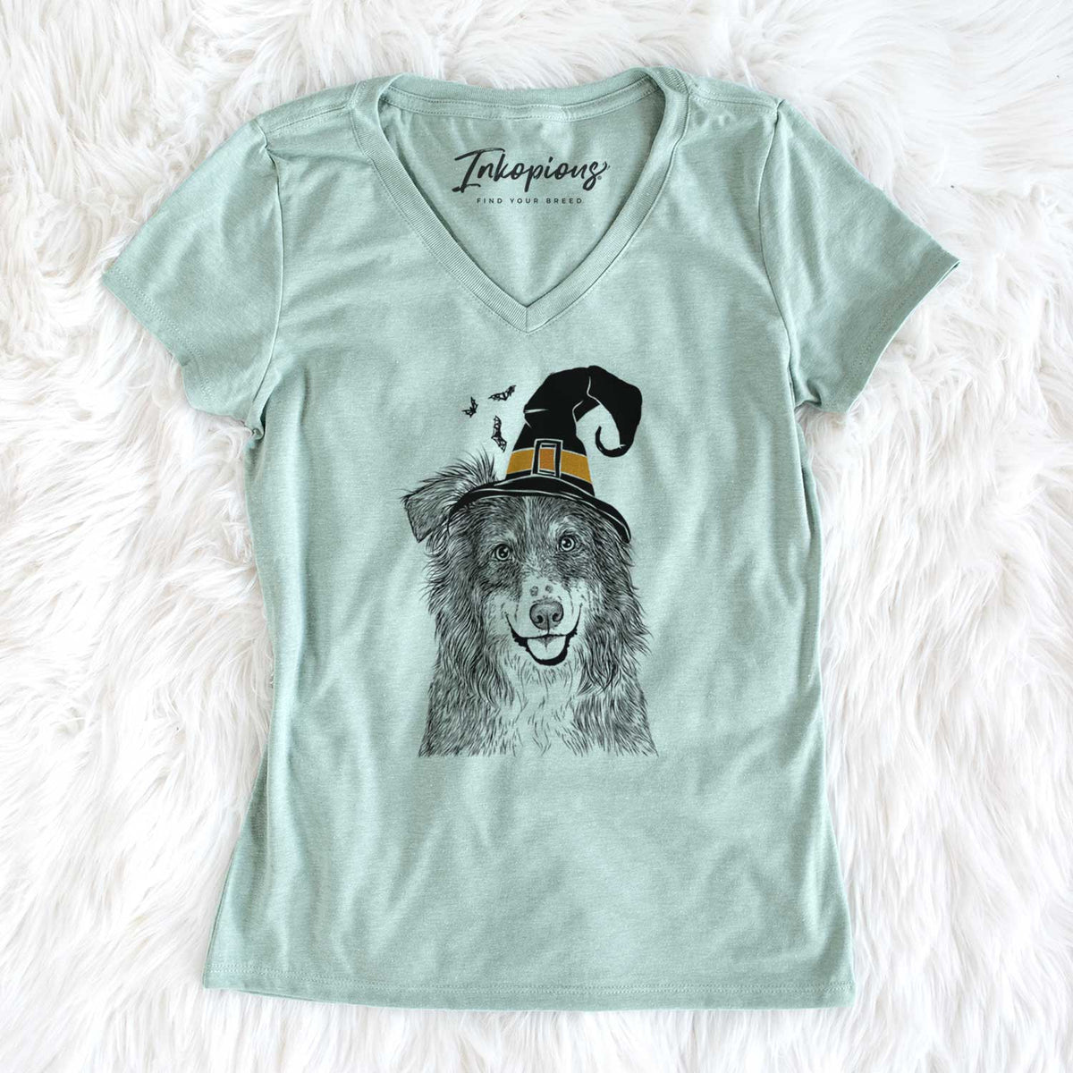 Witch Aushe the Australian Shepherd - Women's V-neck Shirt
