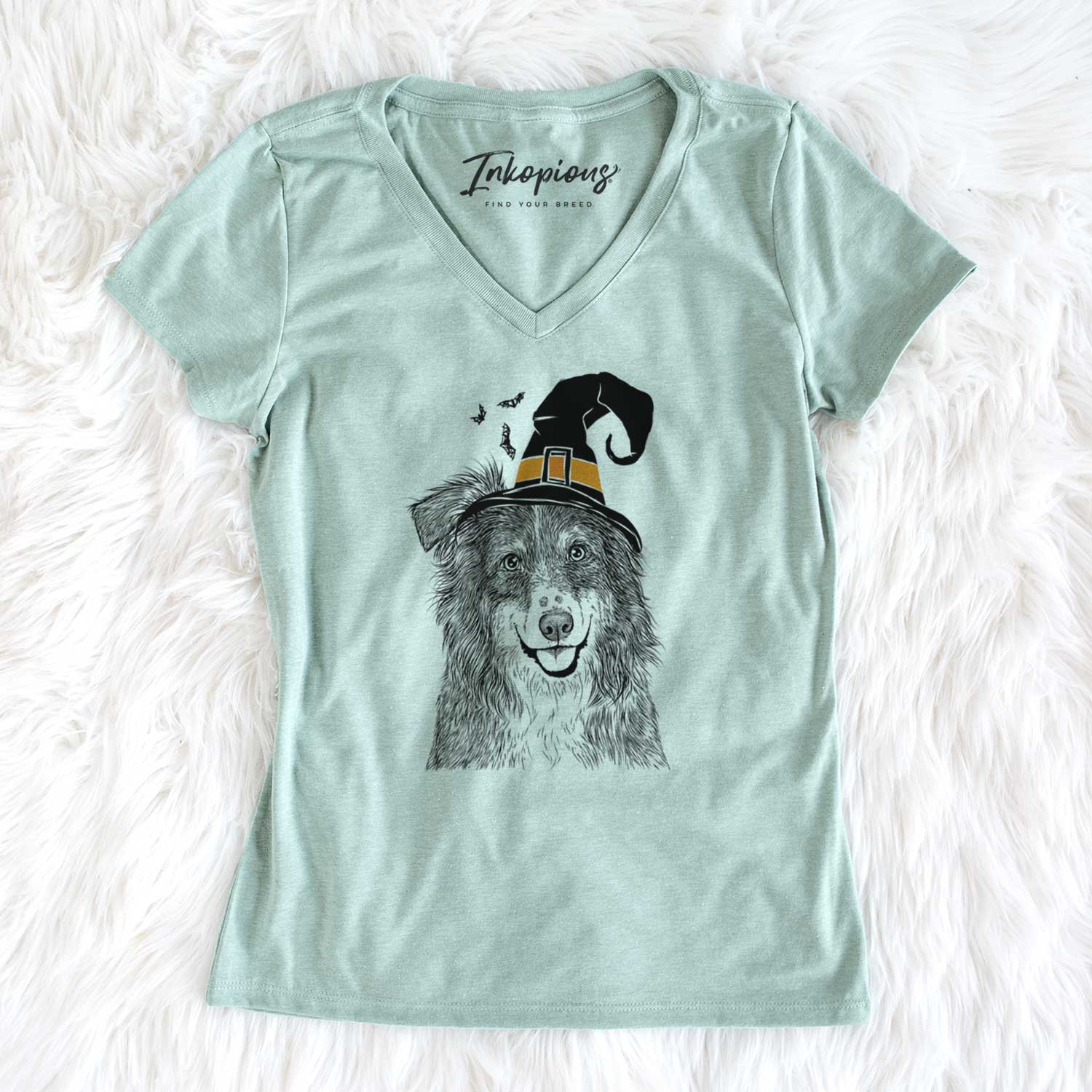 Witch Aushe the Australian Shepherd - Women's V-neck Shirt
