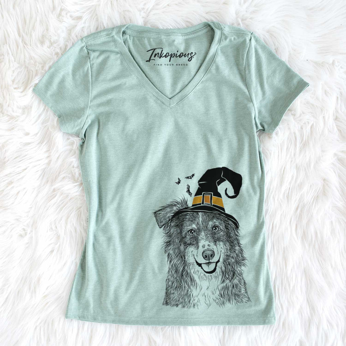 Witch Aushe the Australian Shepherd - Women&#39;s V-neck Shirt