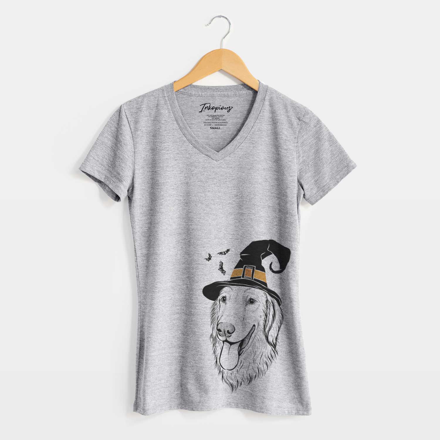 Witch Bailey the Golden Retriever - Women's V-neck Shirt